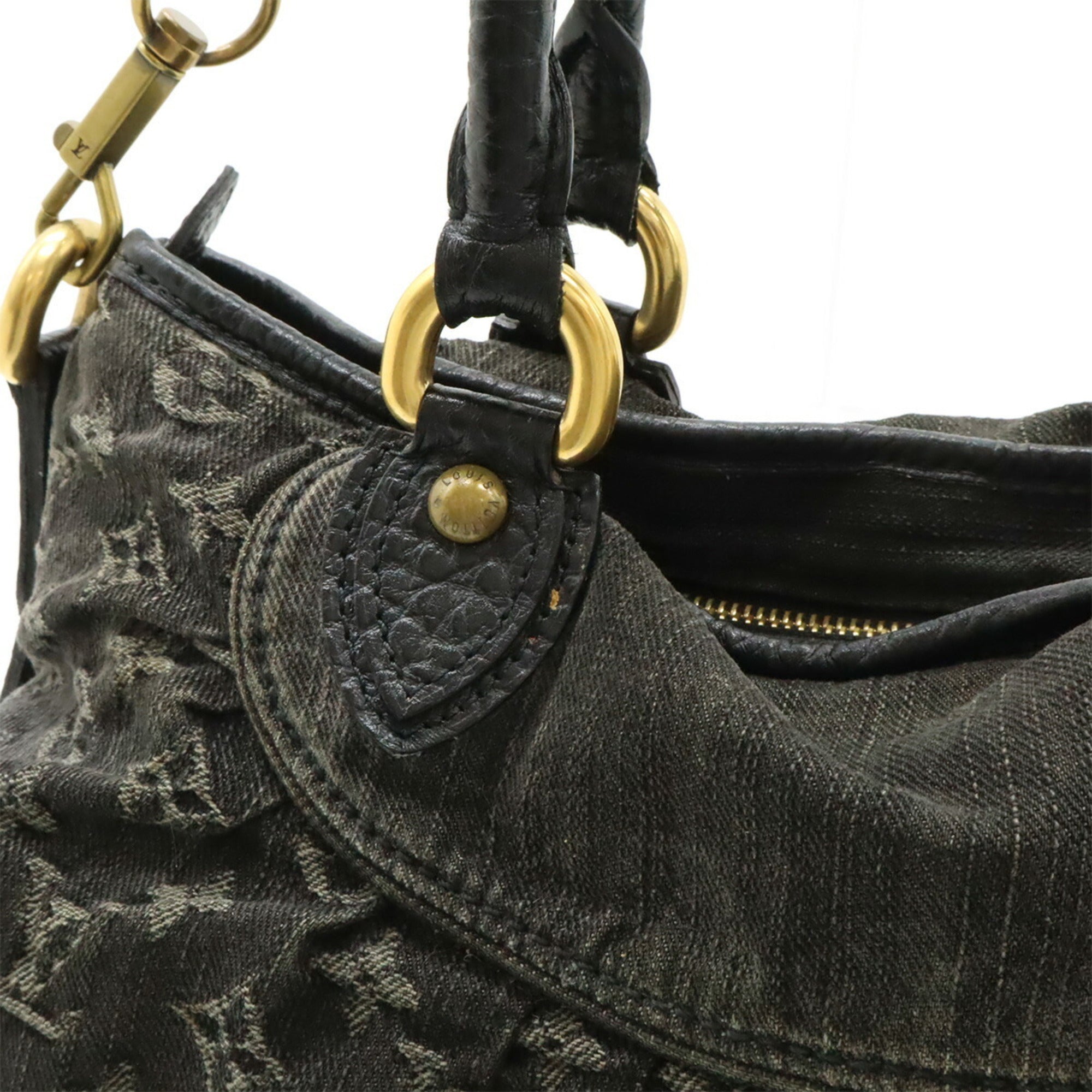 Louis Vuitton Black Noir Monogram Denim Shoulder Bag Tote Bag (Pre-Owned)
