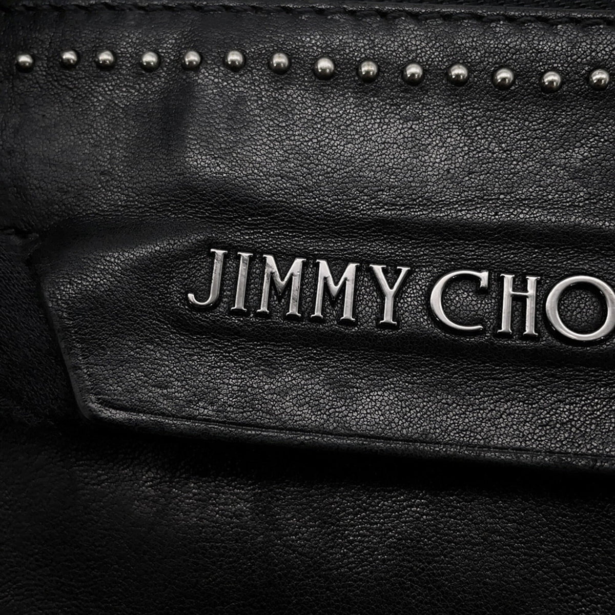 Jimmy Choo Black Leather Clutch Bag Handbag (Pre-Owned)