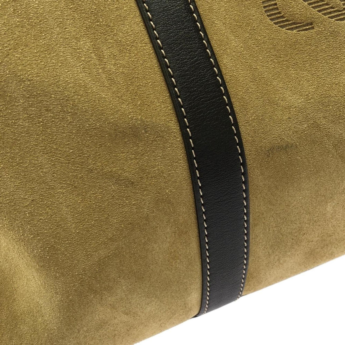 Loewe Brown Gold Suede Boston Bag (Pre-Owned)