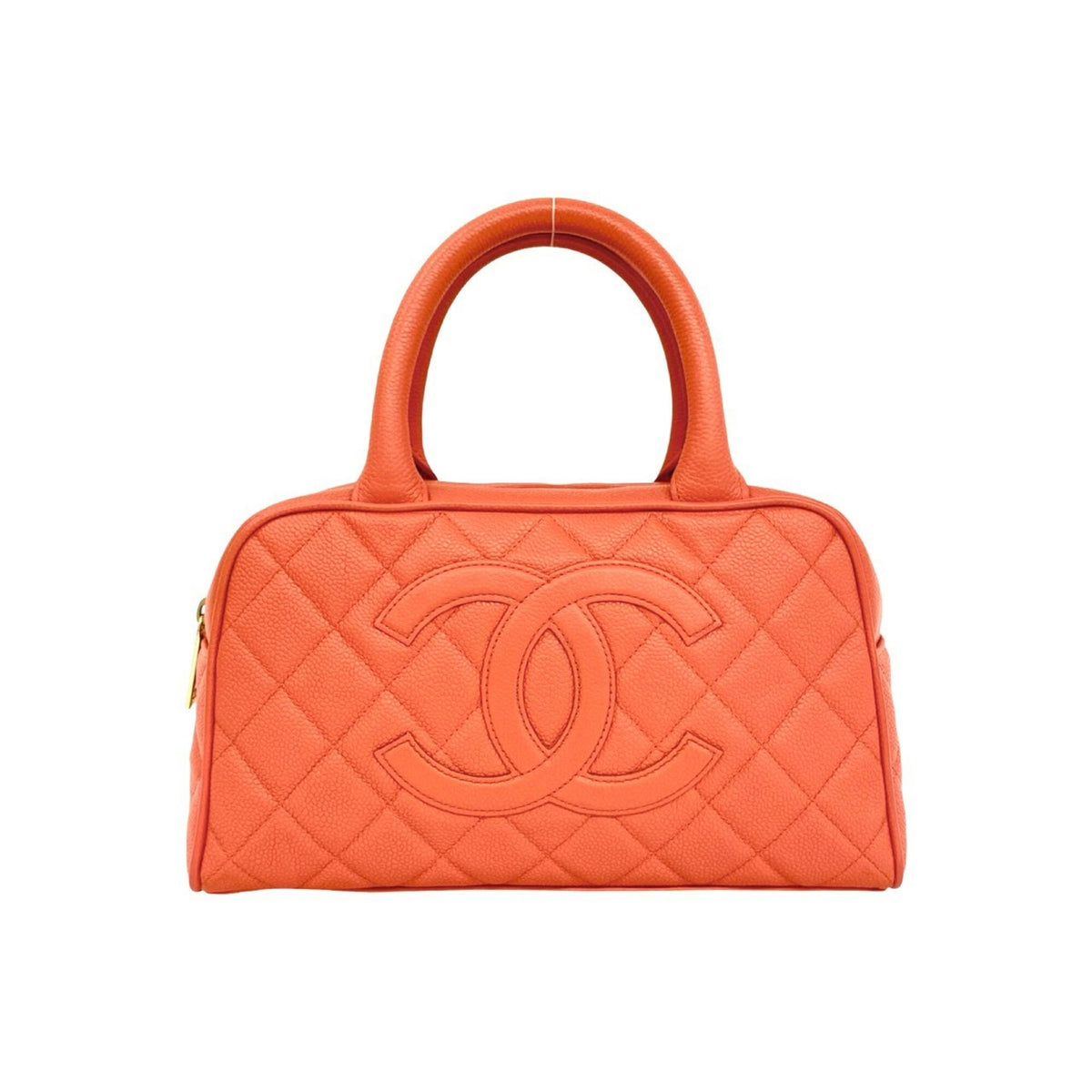 Chanel Pink Grained Calfskin Boston Bag Handbag (Pre-Owned)