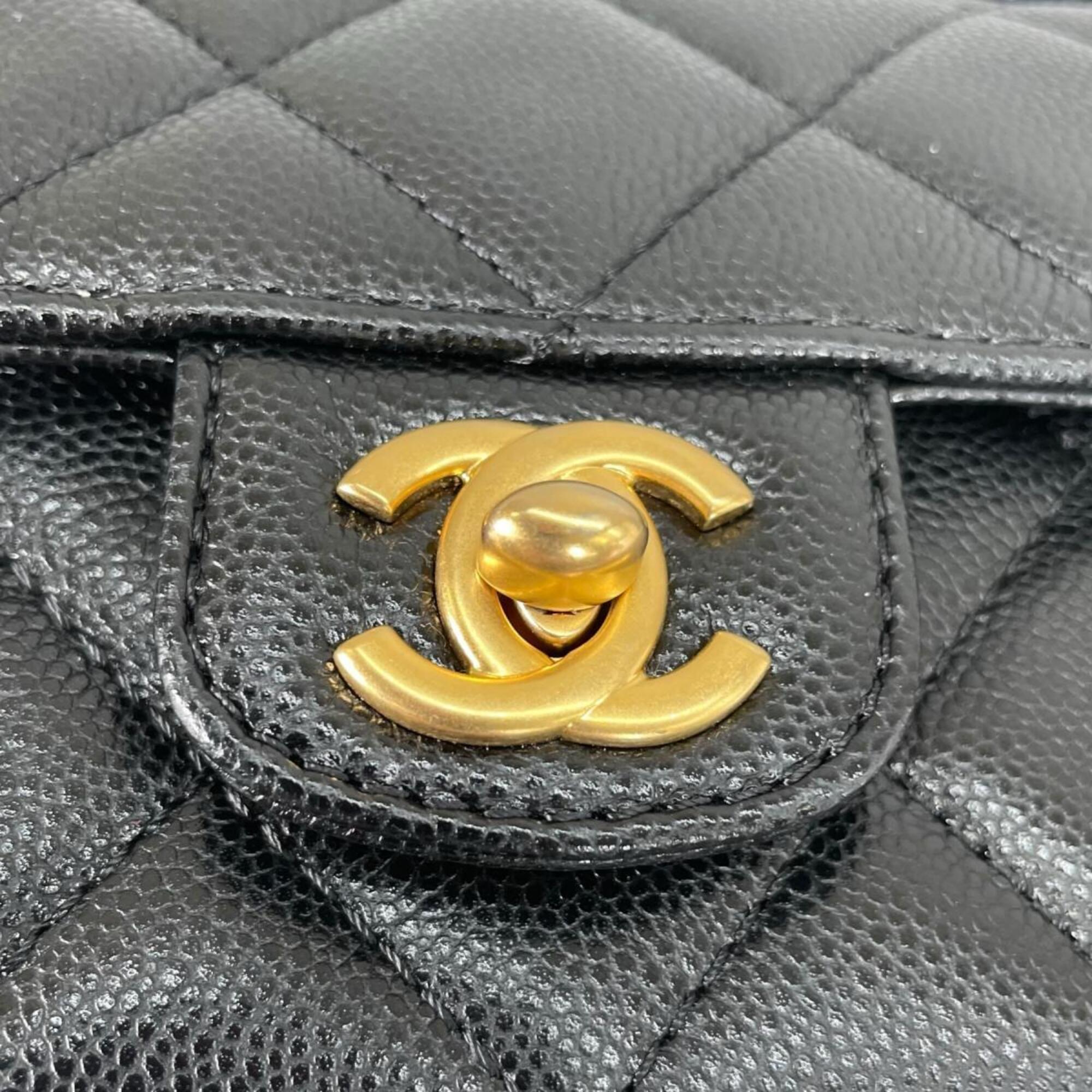 Chanel Matelasse Black Leather Handbag Shoulder Bag (Pre-Owned)