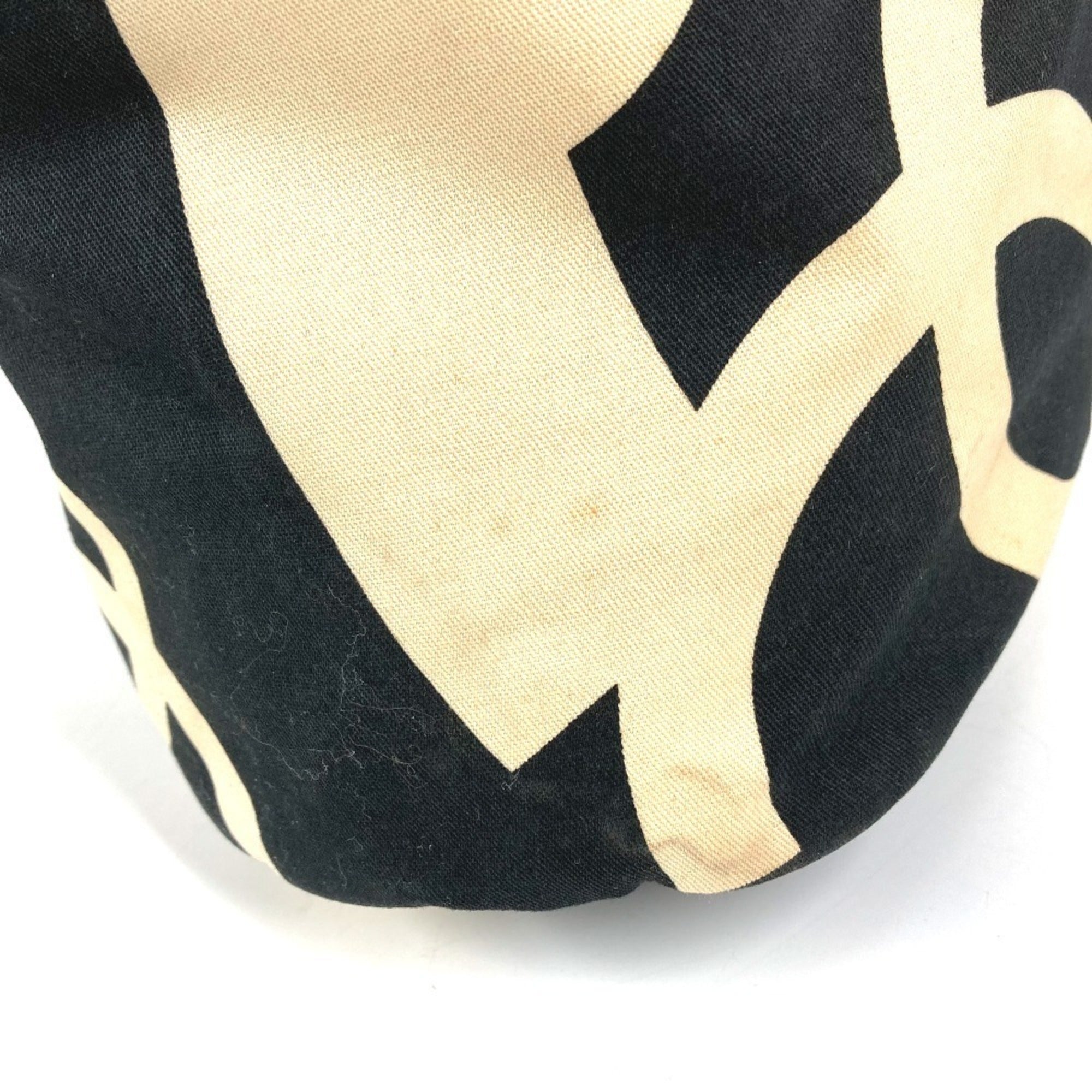 Chanel Black White Cotton Shoulder Bag (Pre-Owned)