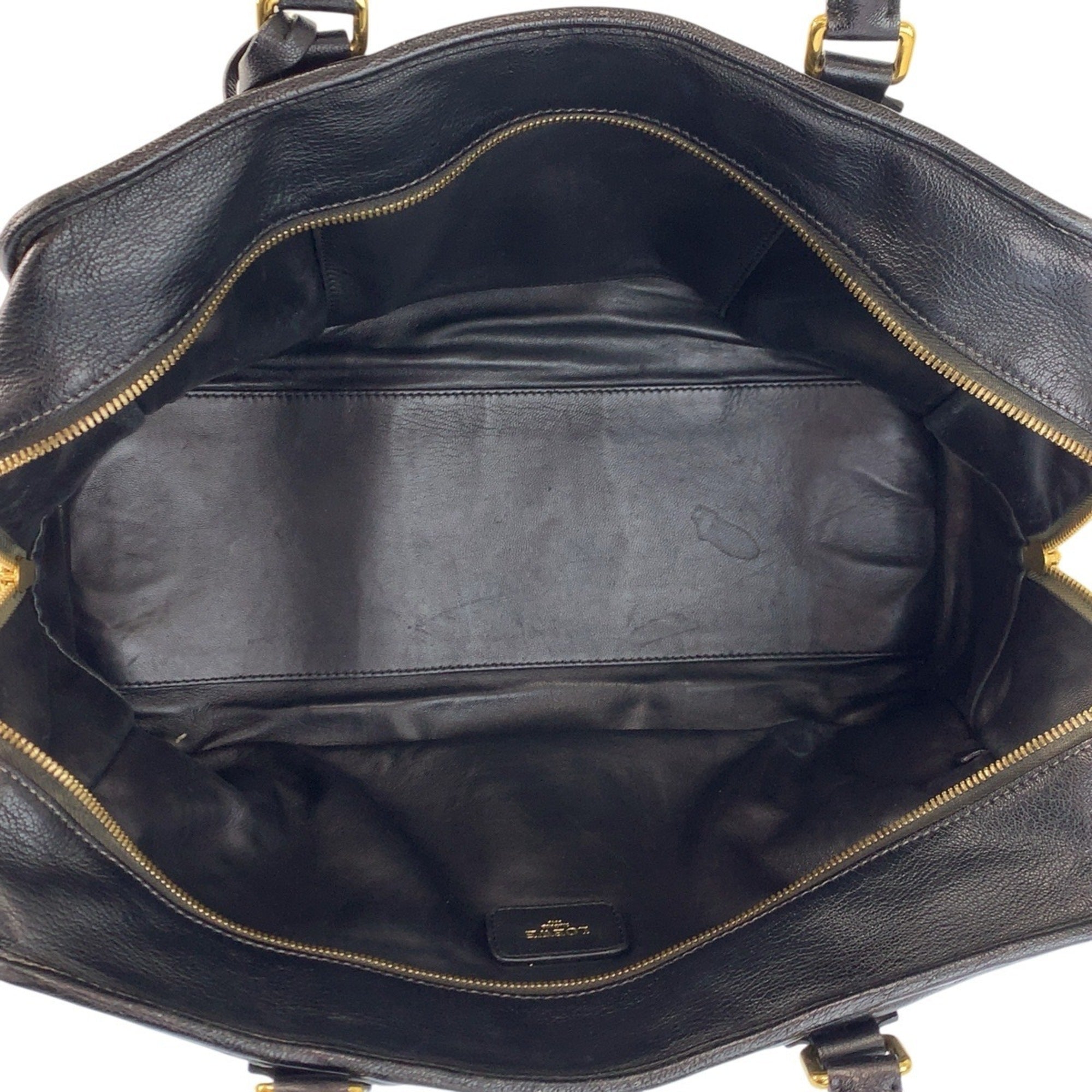 Loewe Black Leather Boston Bag Handbag (Pre-Owned)