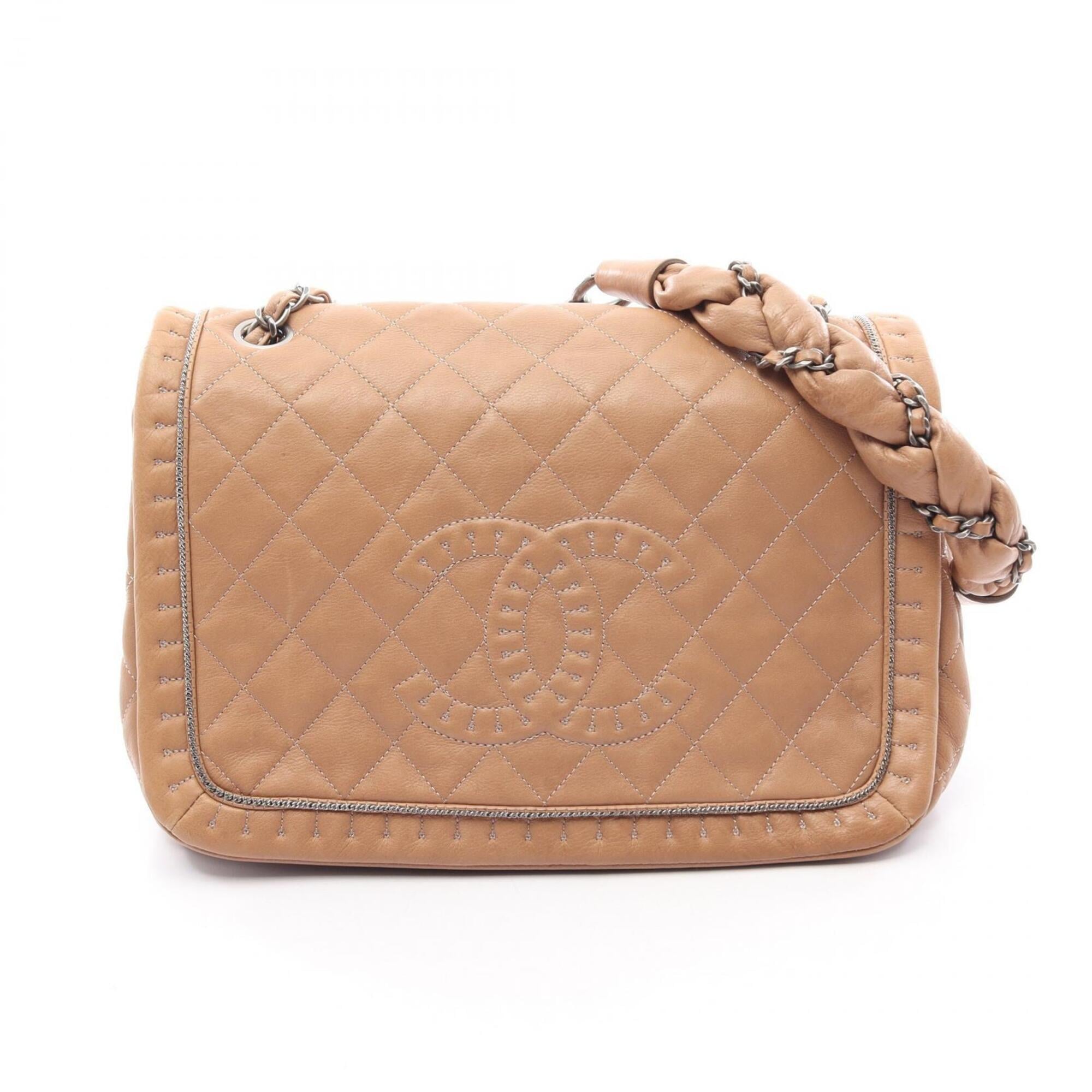 Chanel Beige Leather Handbag Shoulder Bag (Pre-Owned)