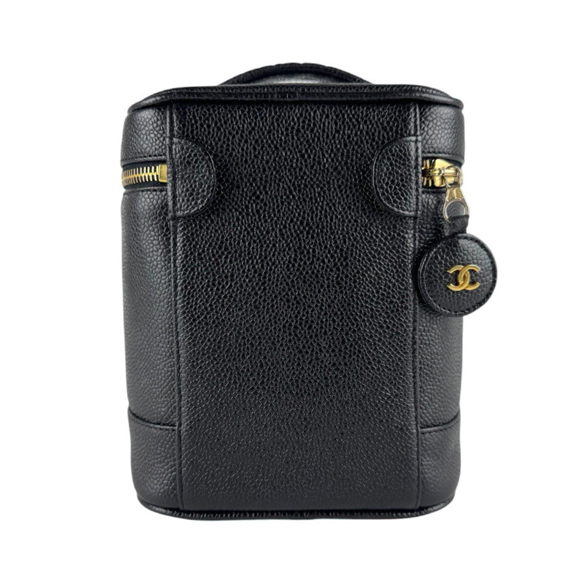 Chanel Black Grained Calfskin Handbag Vanity Bag (Pre-Owned)