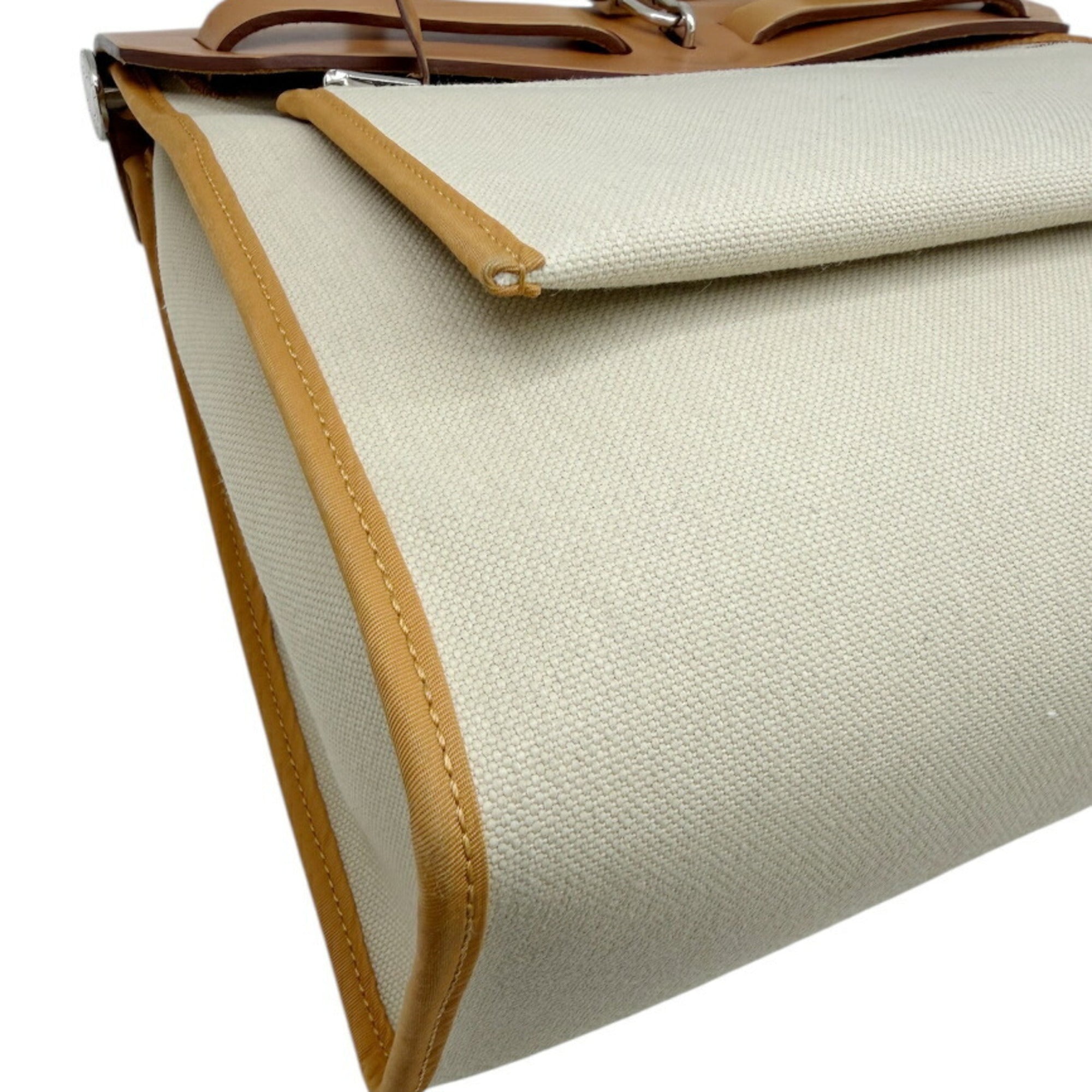 Hermes Natural Toile Officier Leather Shoulder Bag (Pre-Owned)