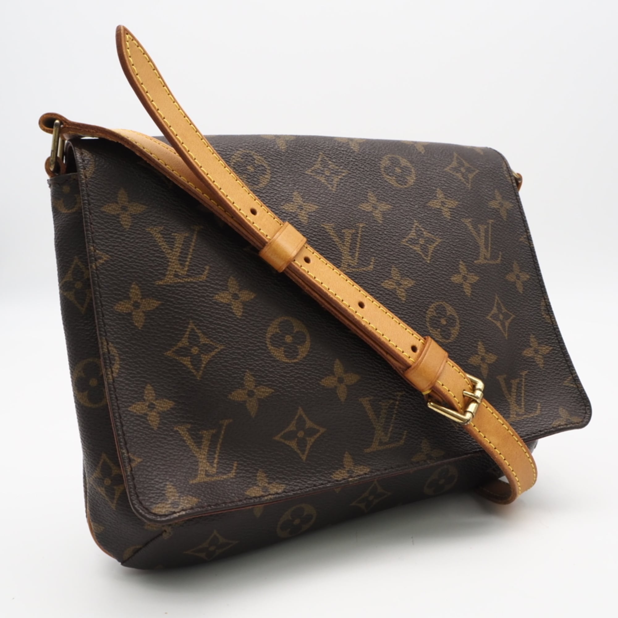 Louis Vuitton Monogram Beige Brown Coated Canvas Leather Shoulder Bag (Pre-Owned)