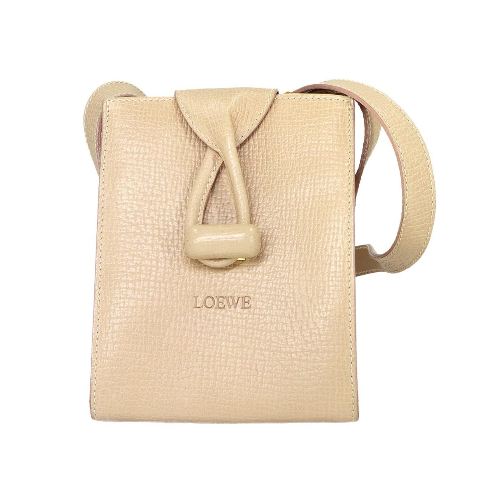 Loewe Beige Leather Handbag Shoulder Bag (Pre-Owned)