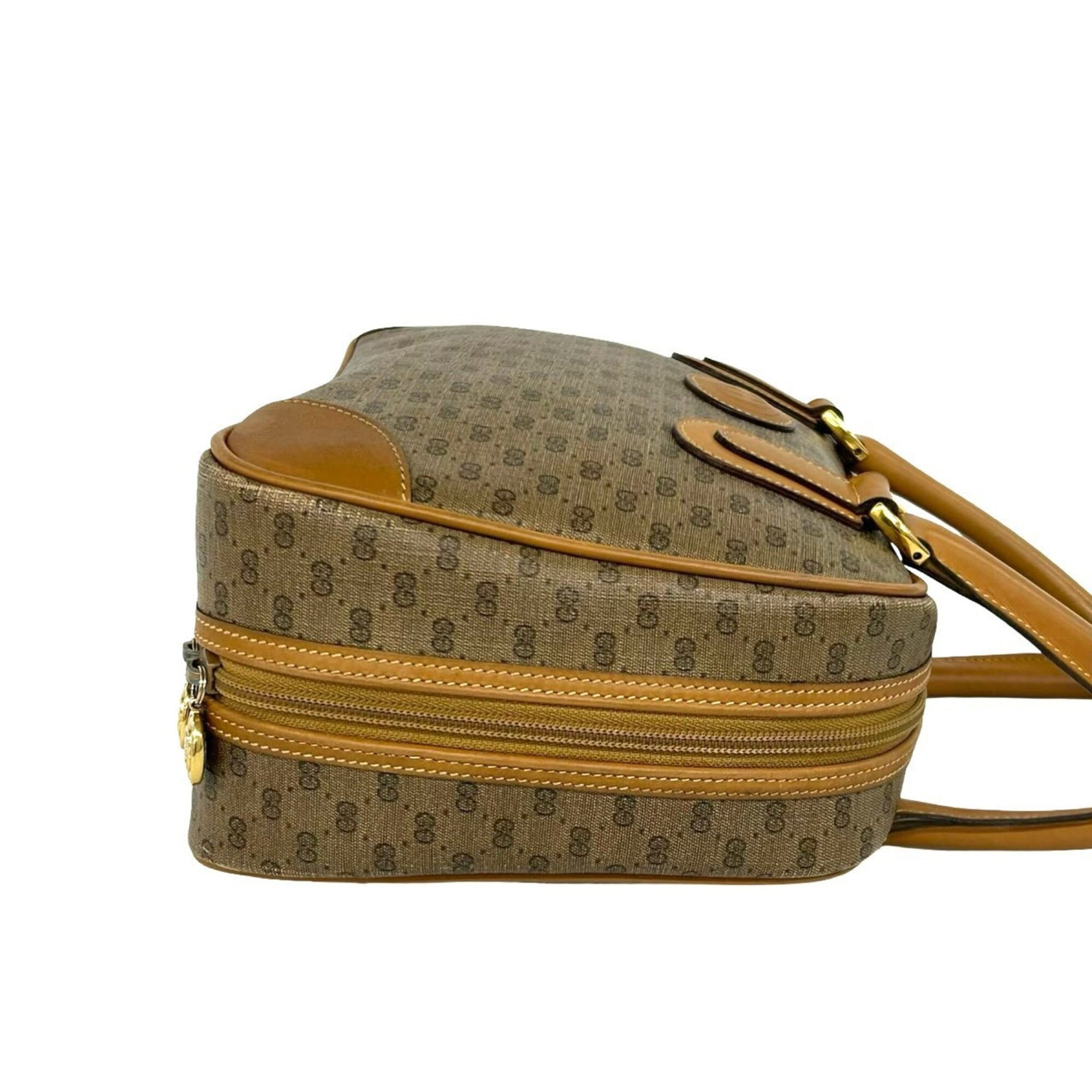 Gucci Brown Leather Pvc Boston Bag Handbag (Pre-Owned)