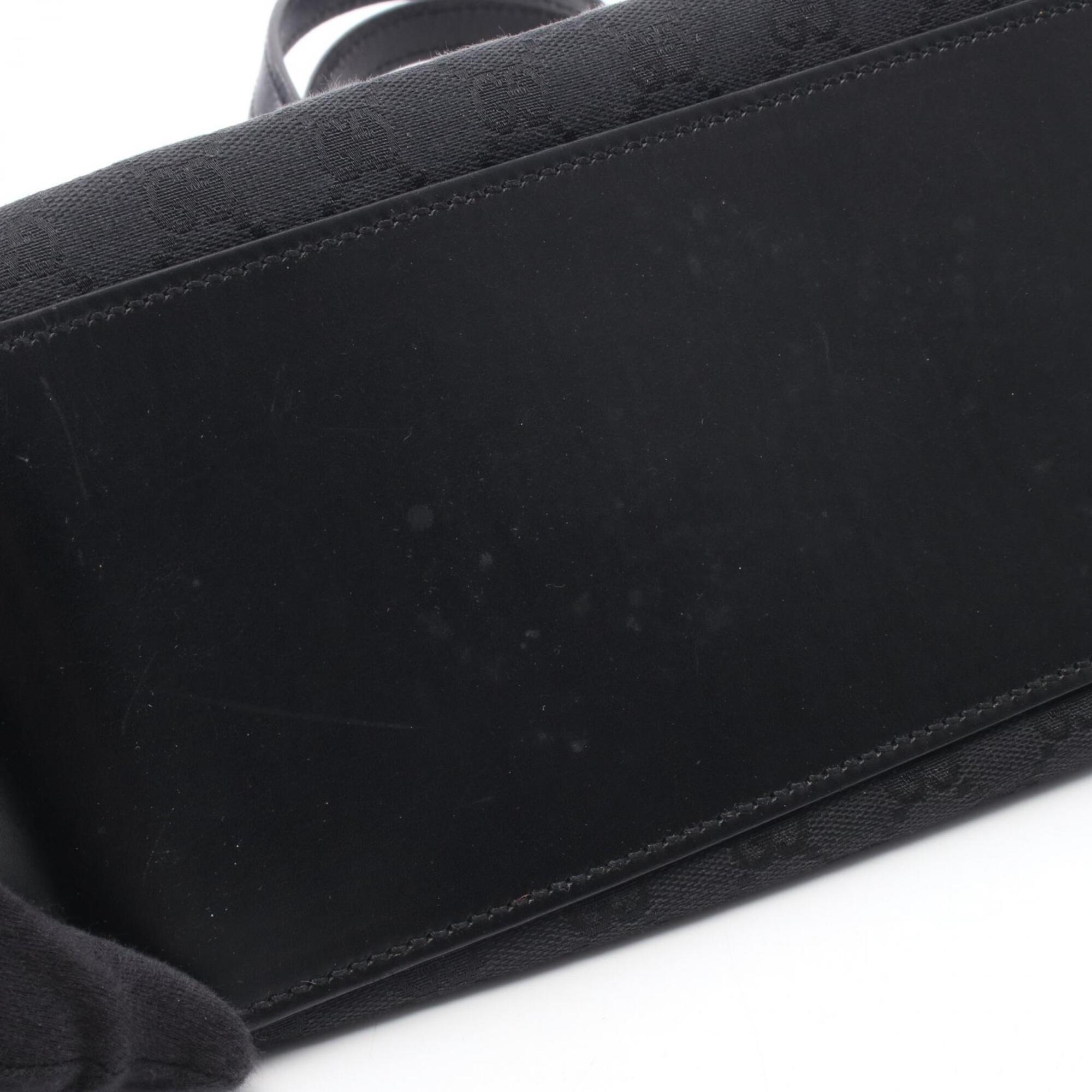 Gucci Black Canvas Leather Handbag Tote Bag (Pre-Owned)