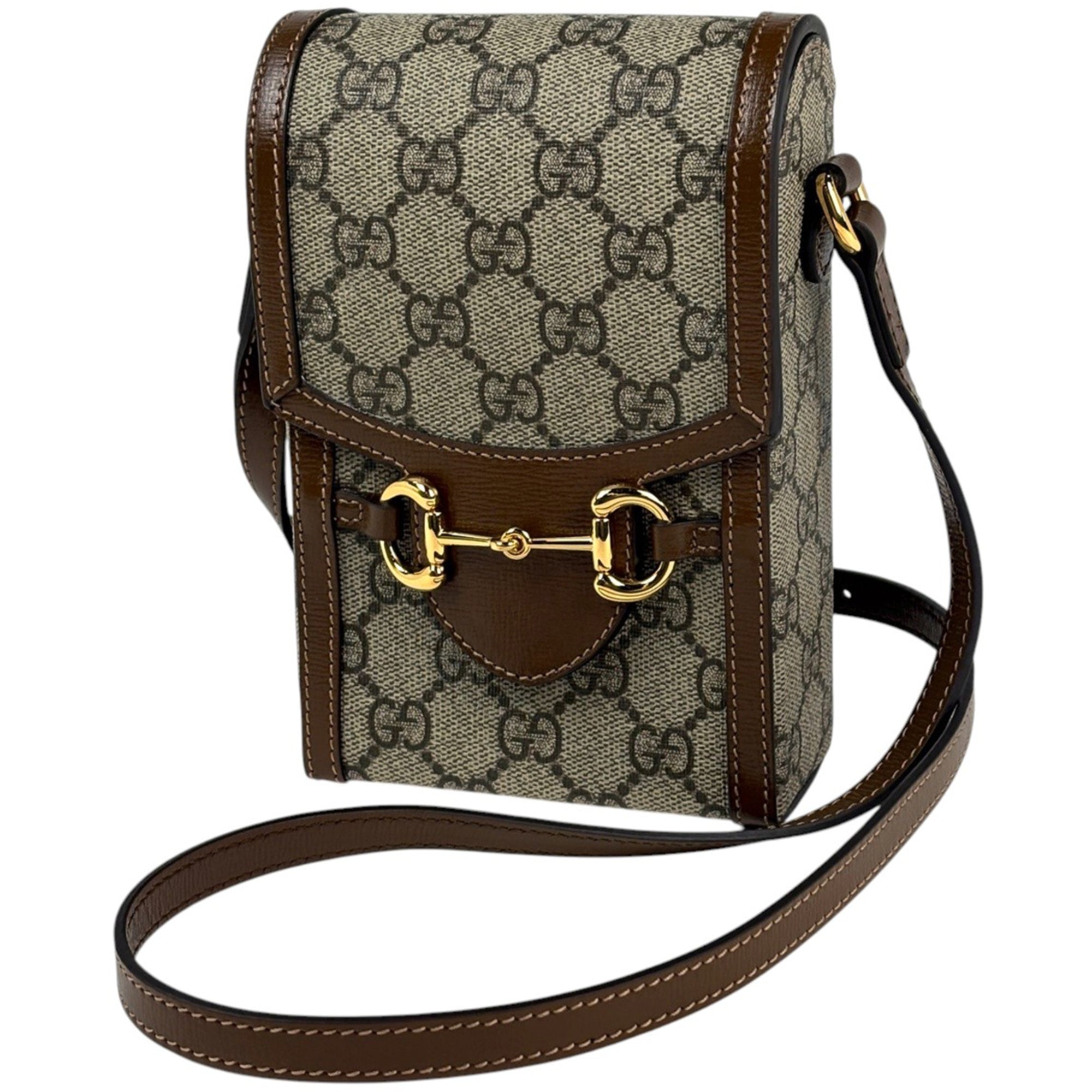 Gucci Brown Coated Canvas Leather Shoulder Bag (Pre-Owned)