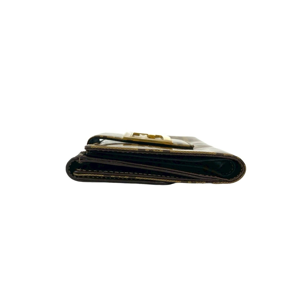 Fendi Brown Leather Patent Leather Wallet (Bi-Fold) (Pre-Owned)