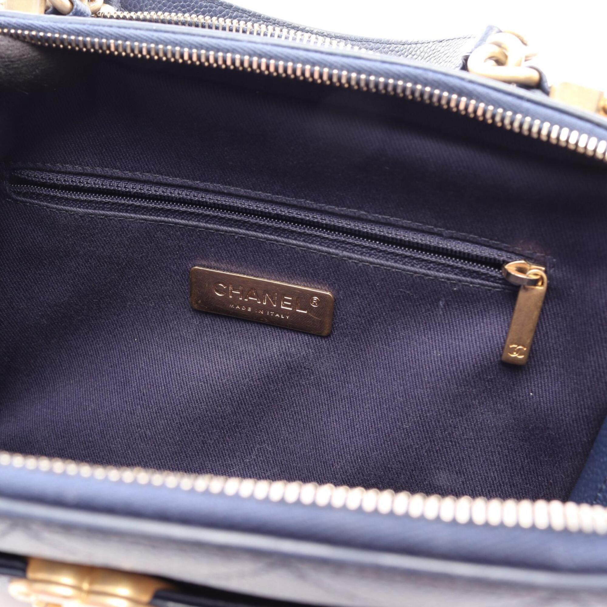 Chanel Blue Grained Calfskin Handbag Shoulder Bag (Pre-Owned)