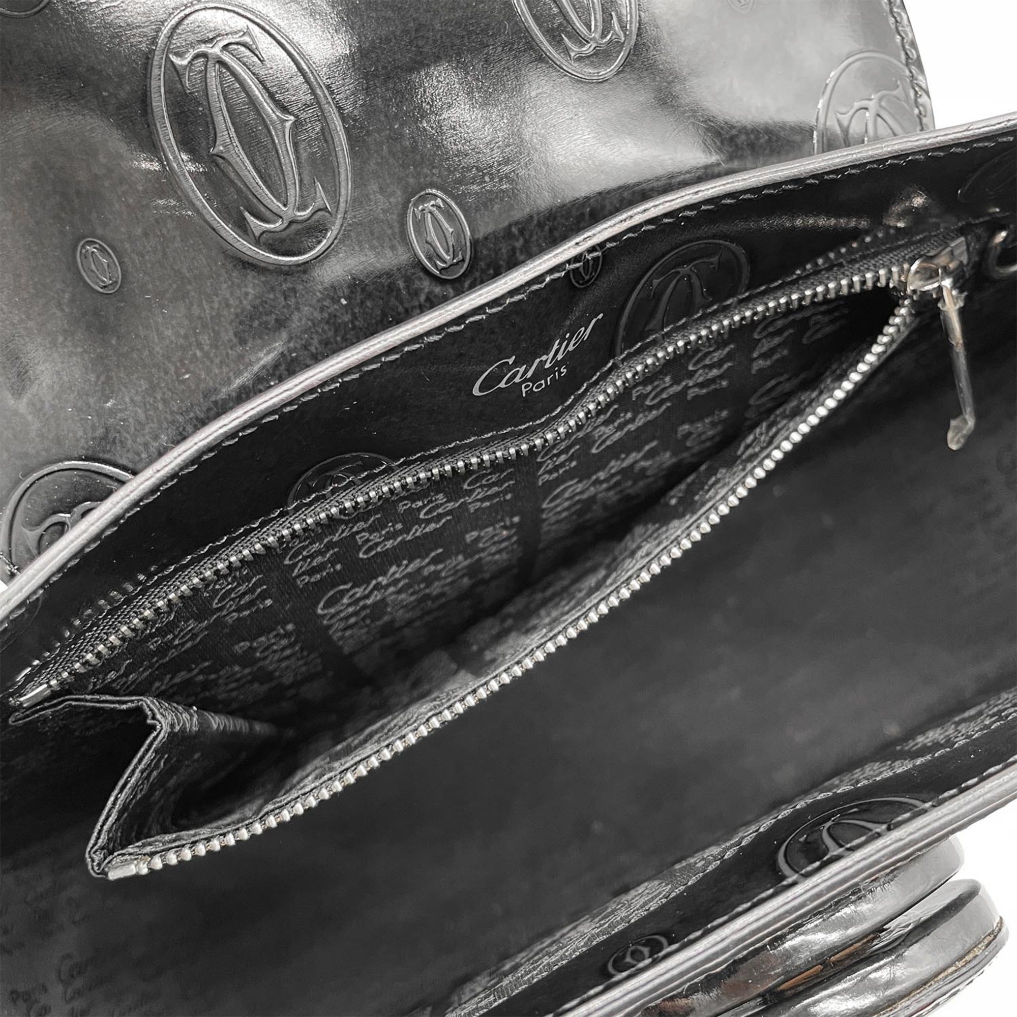 Cartier Black Patent Leather Handbag Shoulder Bag (Pre-Owned)