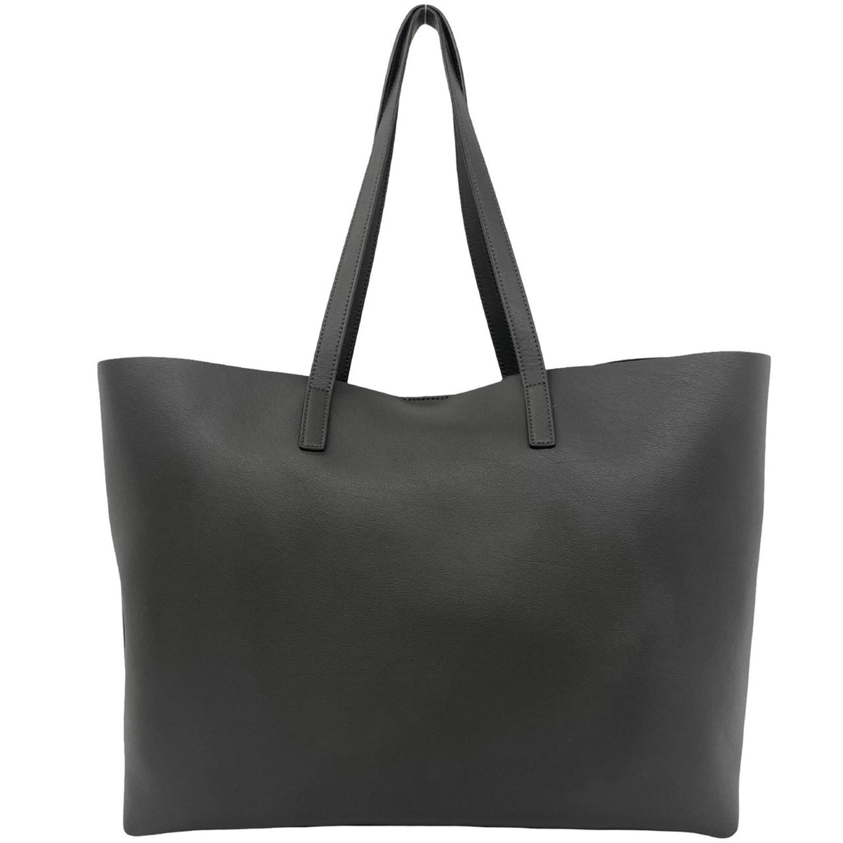 Yves Saint Laurent Gray Leather Handbag Pouch Shopping Bag Tote Bag (Pre-Owned)