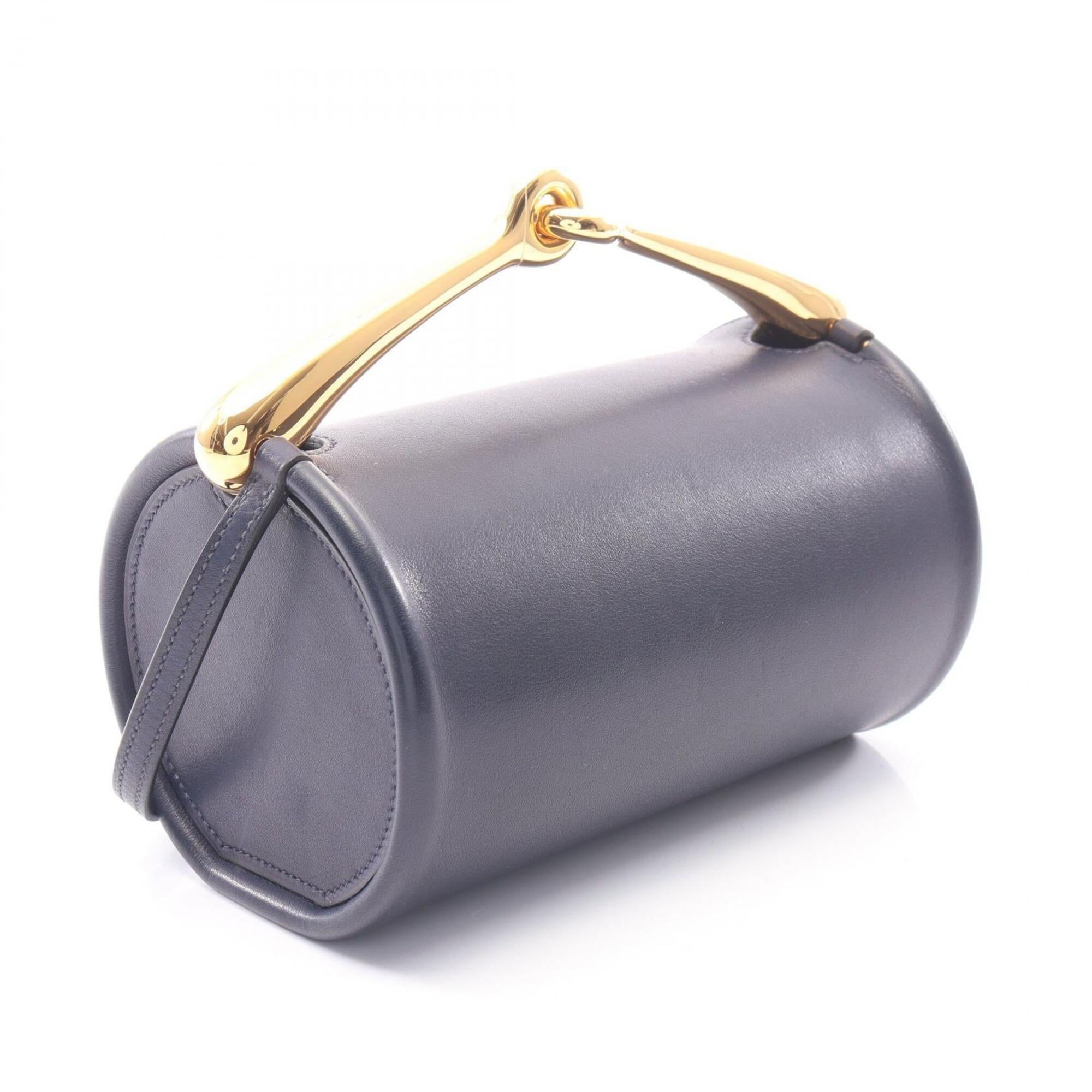 Hermes Navy Leather Handbag Shoulder Bag (Pre-Owned)