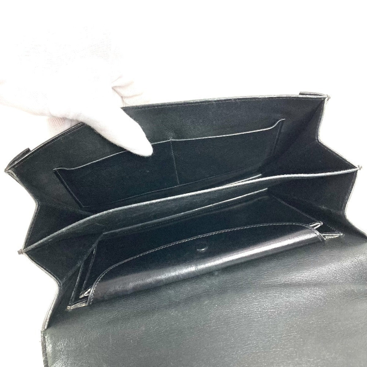Hermes Black Box Calf Leather Handbag Tote Bag (Pre-Owned)