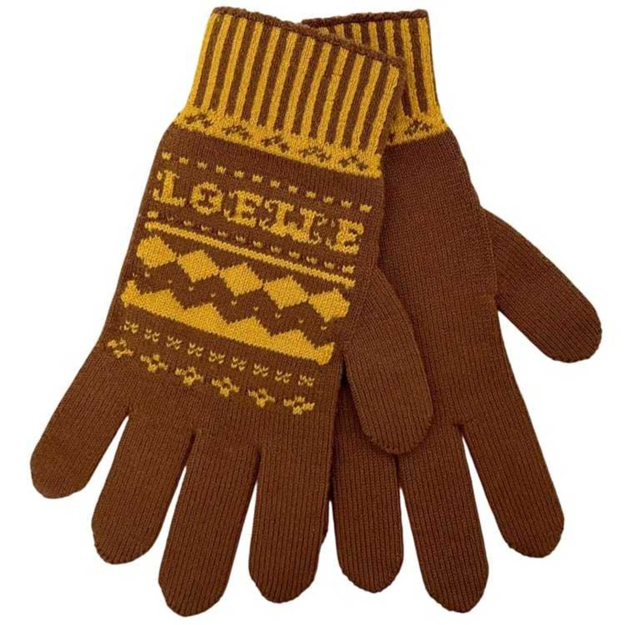 Loewe Brown Yellow Wool Nylon Polyester Short Gloves (Pre-Owned)