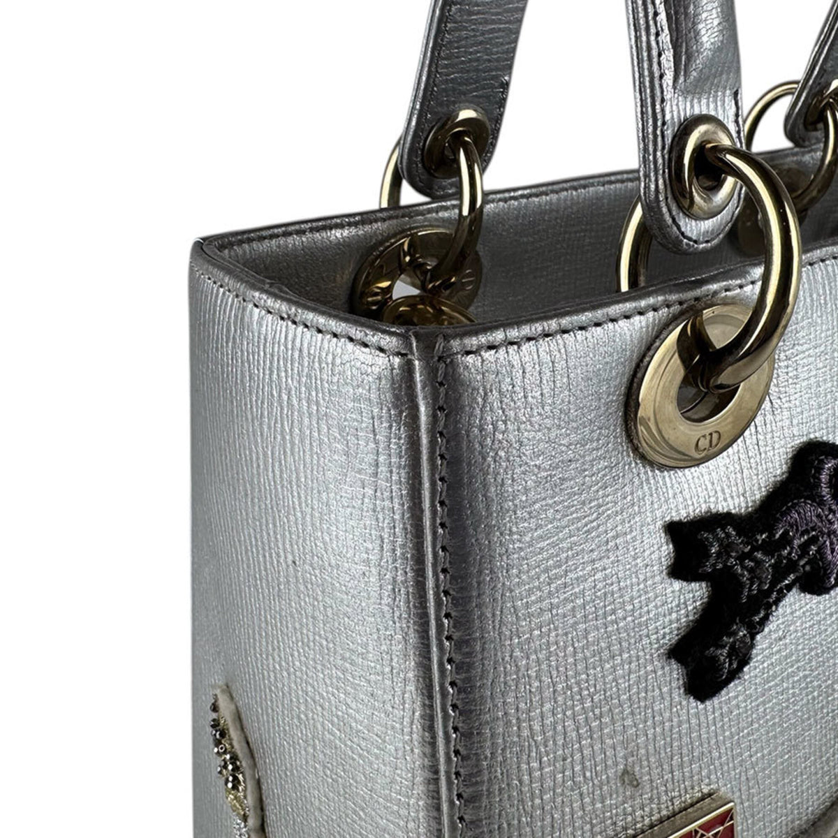 Christian Dior Multi-Color Silver Leather Handbag Shoulder Bag (Pre-Owned)