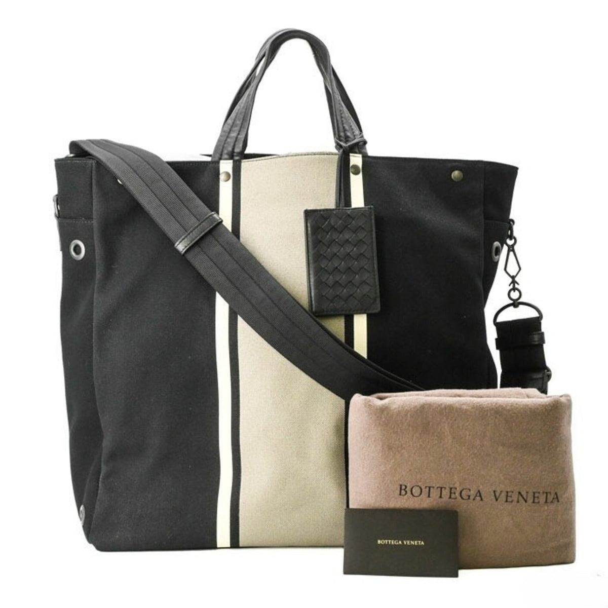 Bottega Veneta Black Canvas Shoulder Bag (Pre-Owned)
