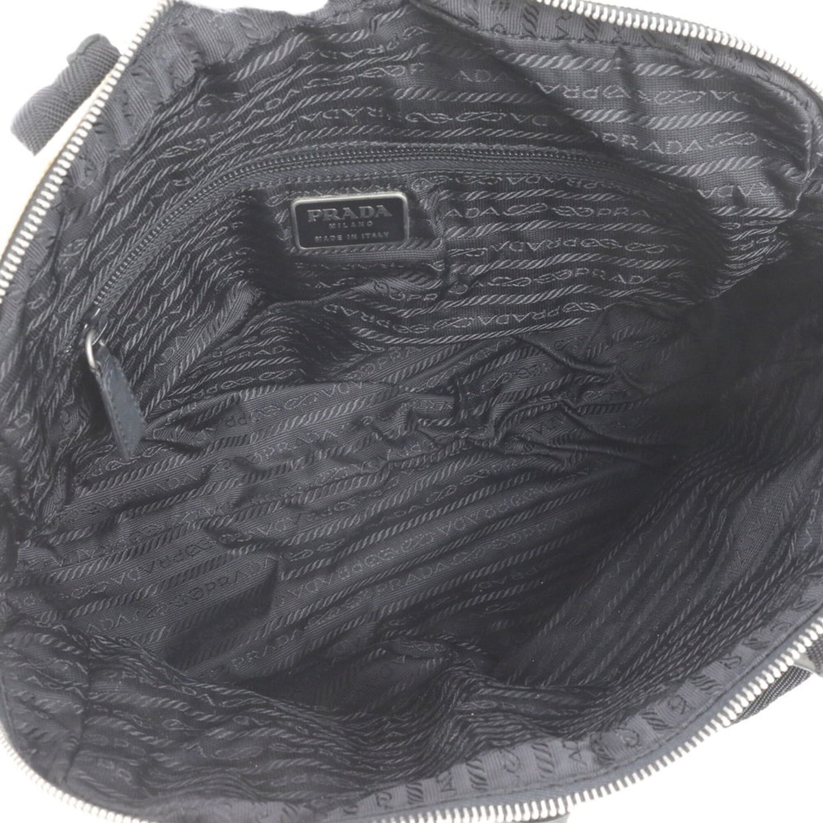 Prada Black White Leather Canvas Handbag Tote Bag (Pre-Owned)