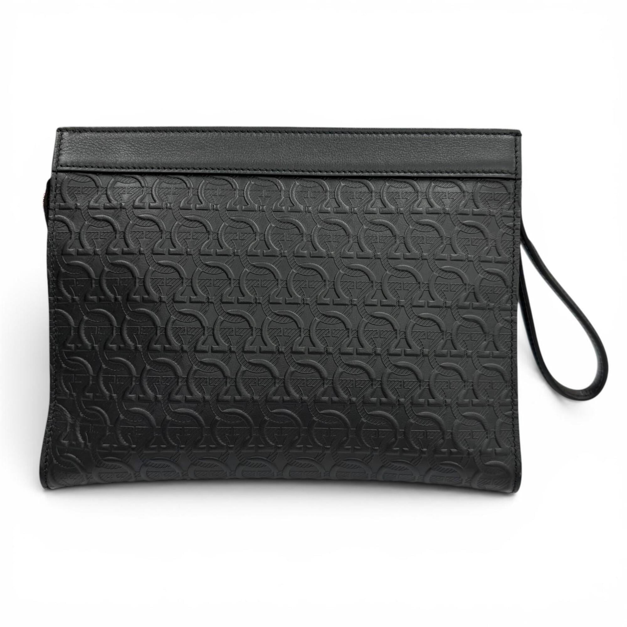Salvatore Ferragamo Black Leather Clutch Bag (Pre-Owned)