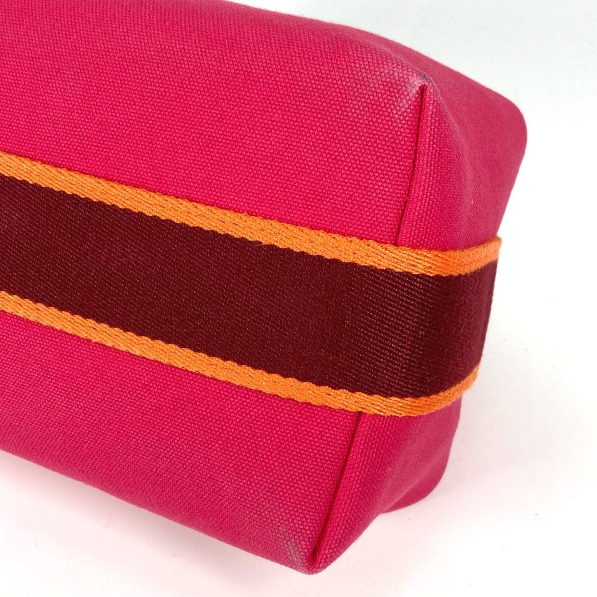 Hermes Pink Canvas Handbag Vanity Bag (Pre-Owned)