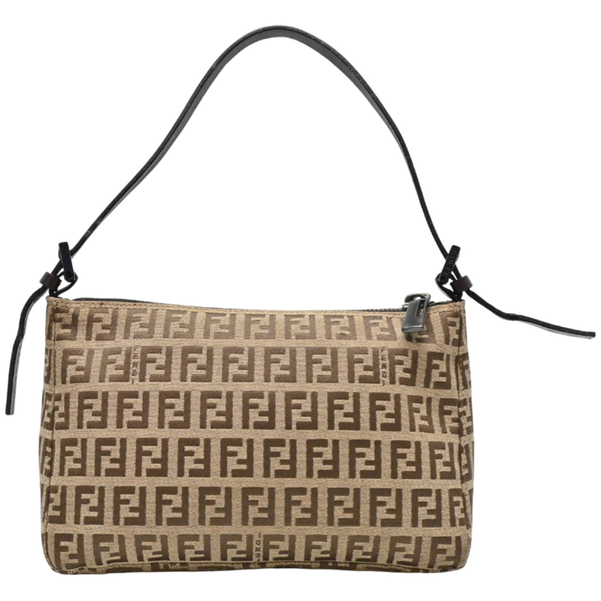 Fendi Beige Brown Canvas Leather Handbag (Pre-Owned)