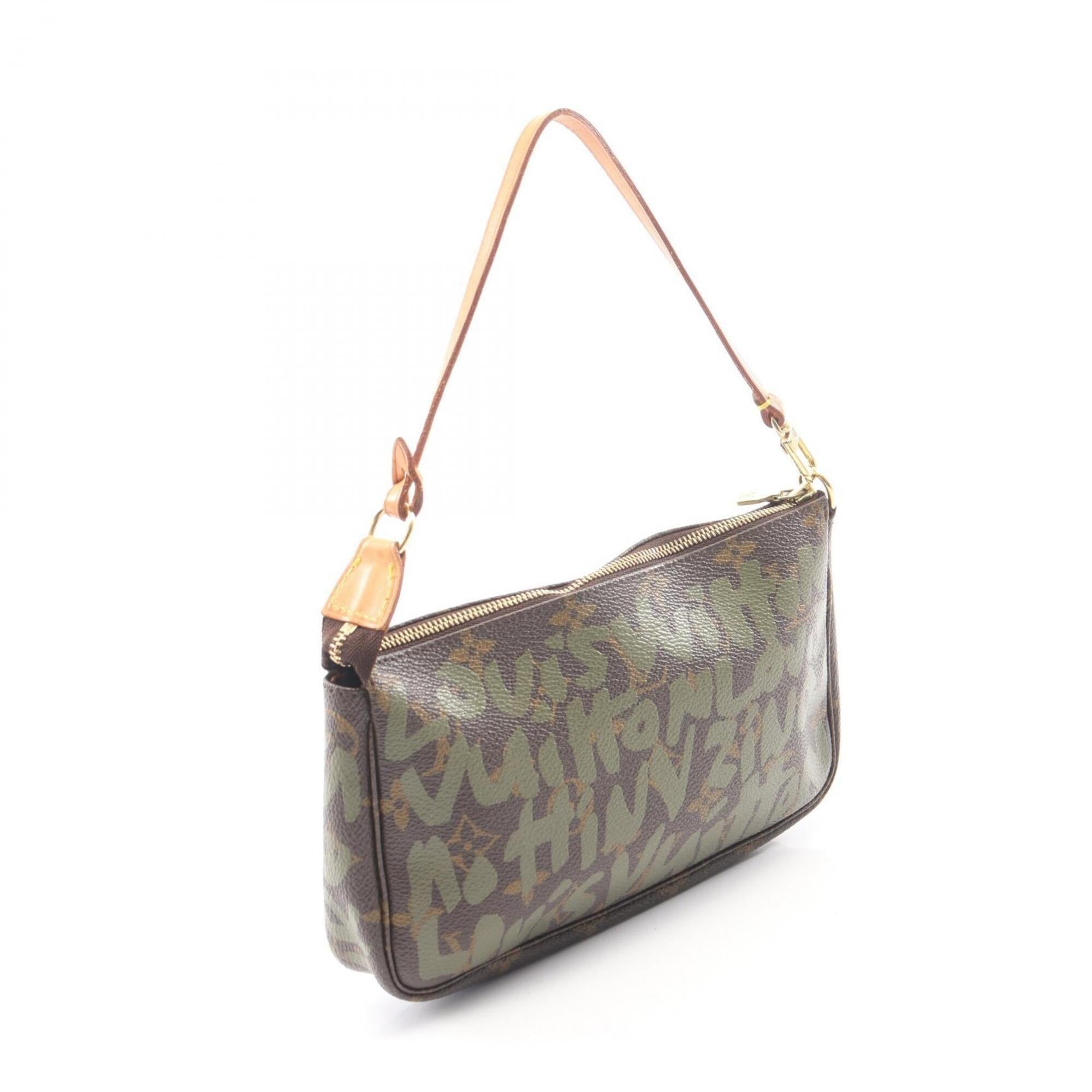 Louis Vuitton Brown Khaki Coated Canvas Leather Handbag Pochette (Pre-Owned)