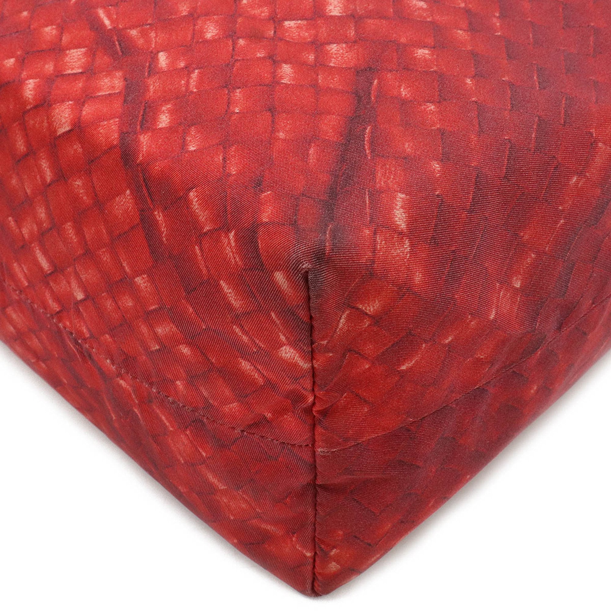 Bottega Veneta Red Color Nylon Tote Bag (Pre-Owned)