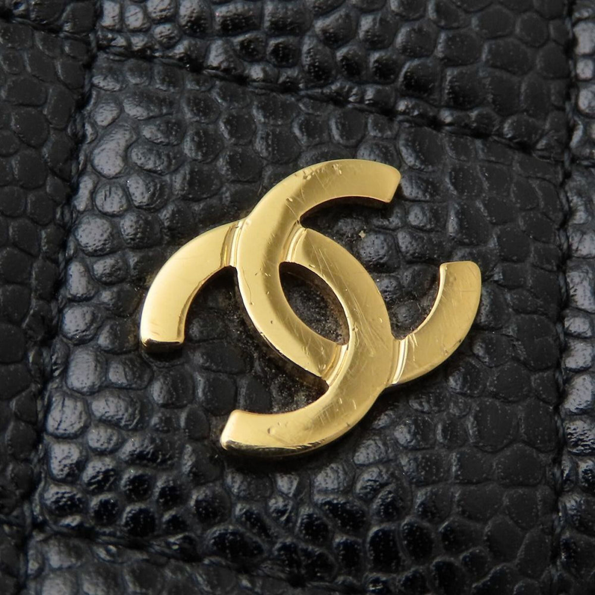 Chanel Black Grained Calfskin Chain/Shoulder Wallet (Pre-Owned)