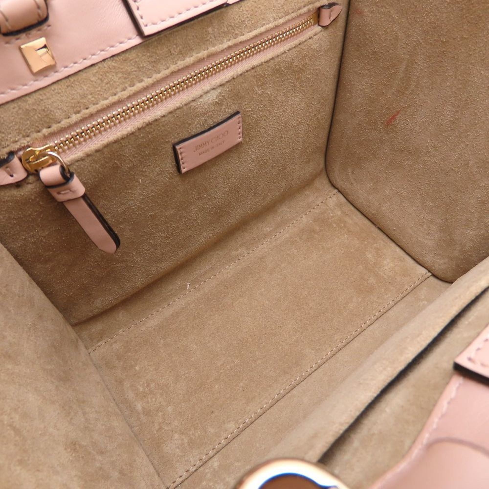 Jimmy Choo Pink Beige Leather Tote Bag (Pre-Owned)