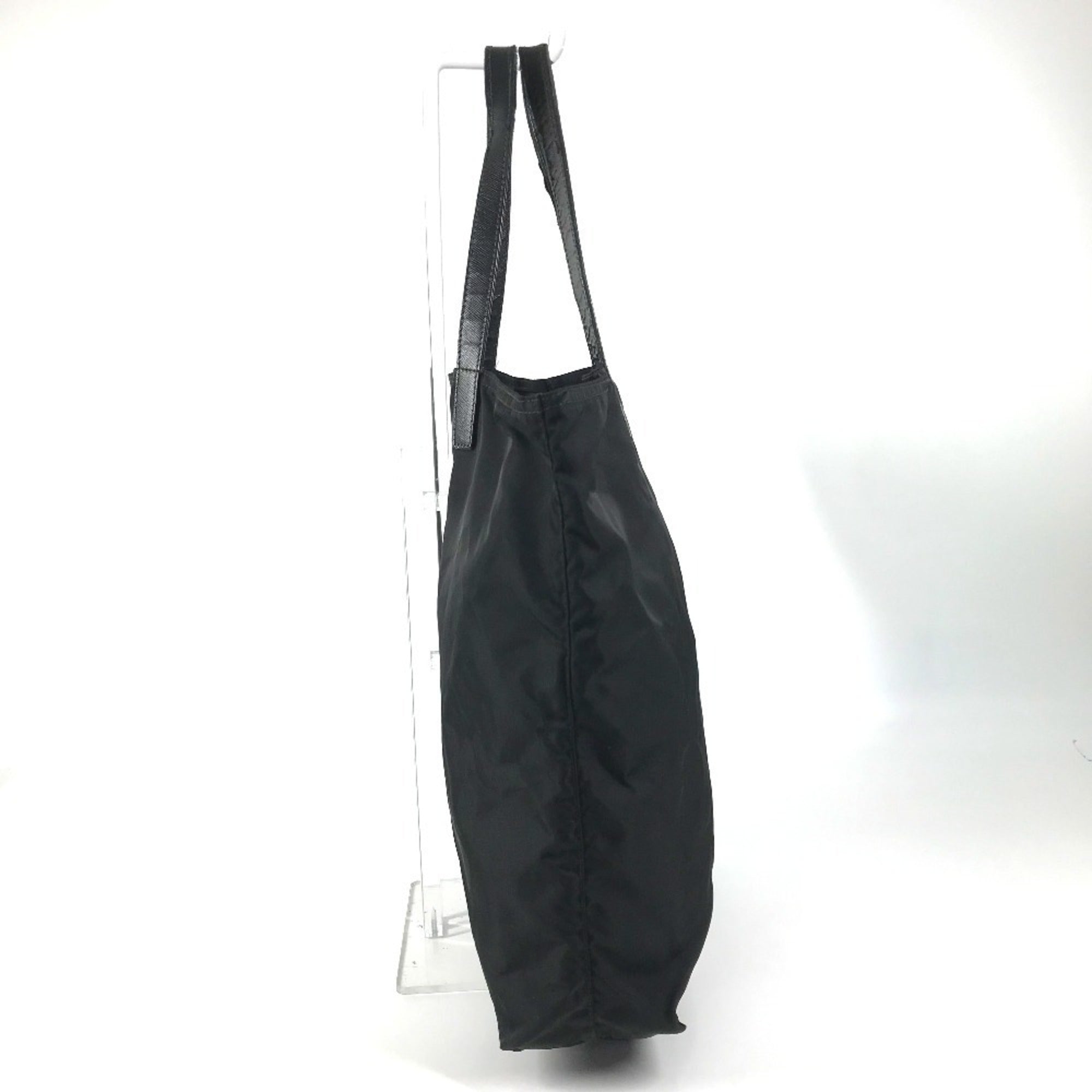 Prada Black Nylon Leather Shoulder Bag Tote Bag (Pre-Owned)