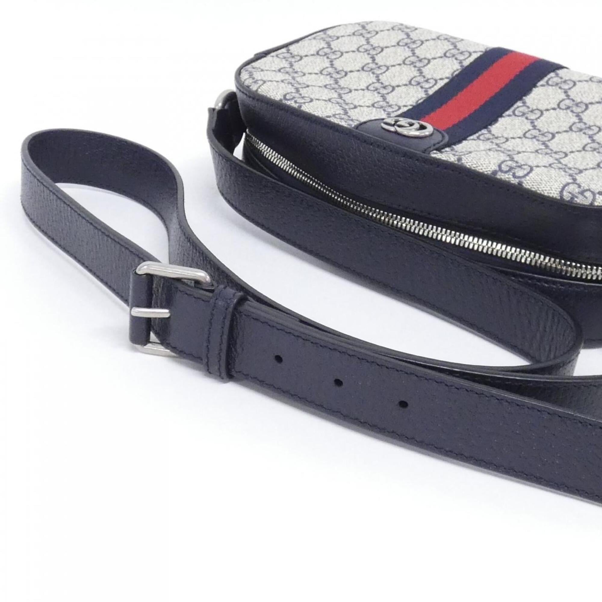 Gucci Beige Blue Gg Supreme Canvas Shoulder Bag (Pre-Owned)
