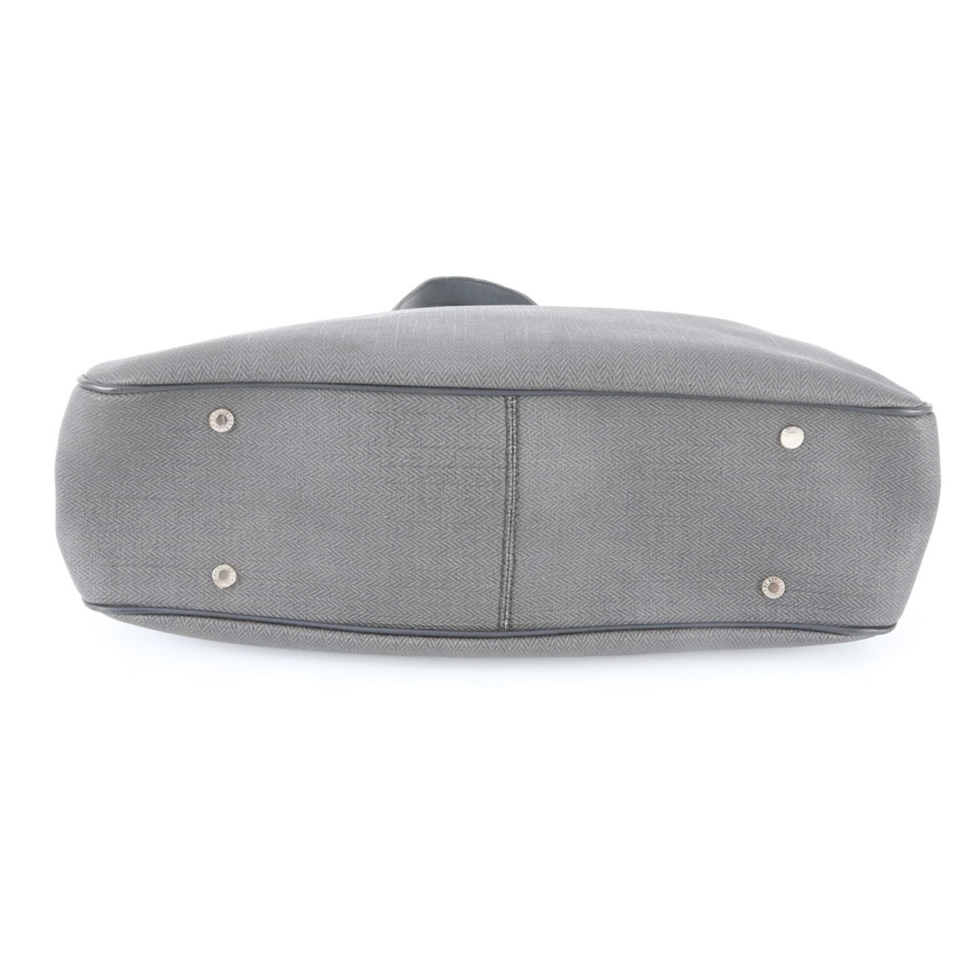 Bvlgari Black Dark Gray Leather Coated Canvas Handbag (Pre-Owned)