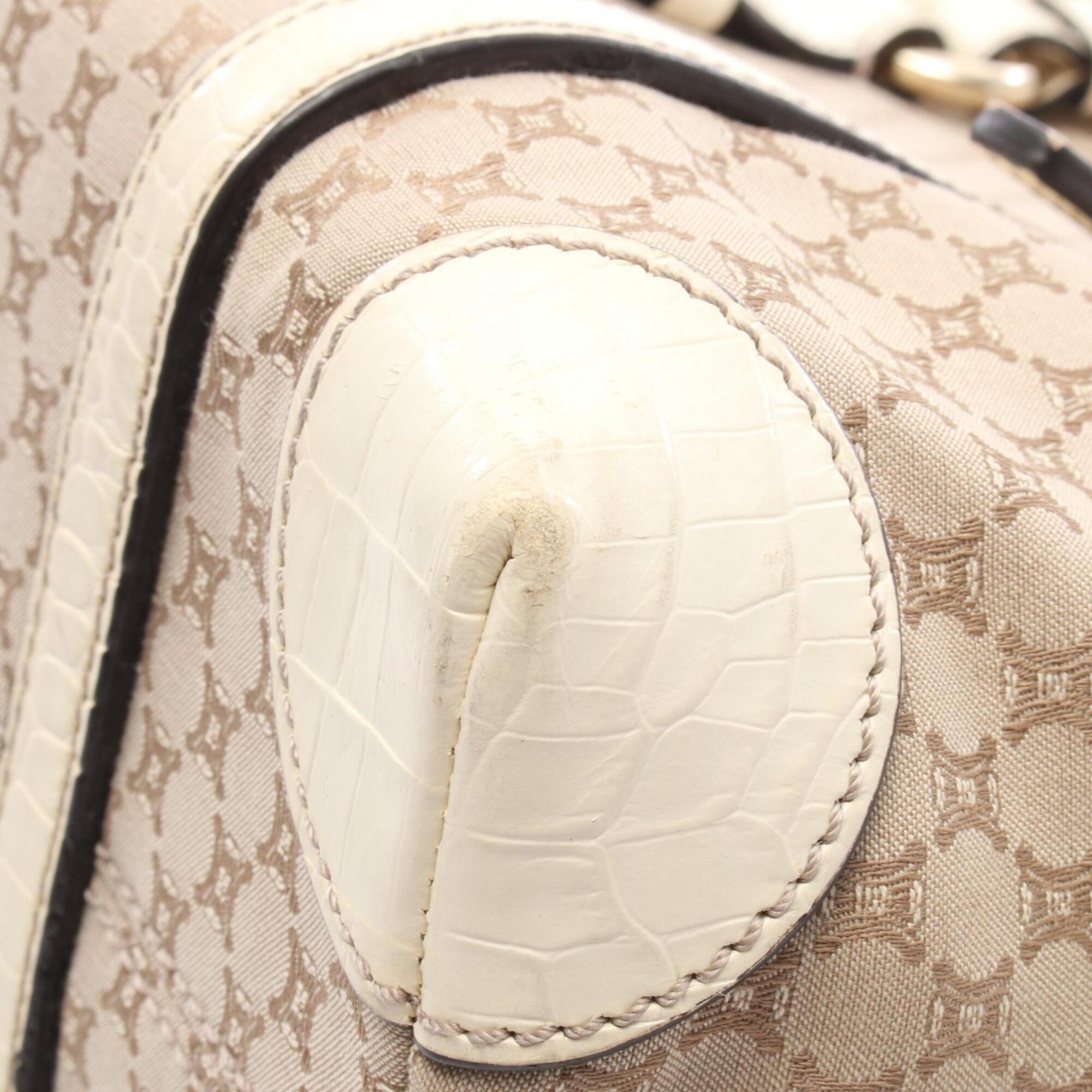 Celine Macadam Beige Ivory Canvas Leather Handbag Tote Bag (Pre-Owned)