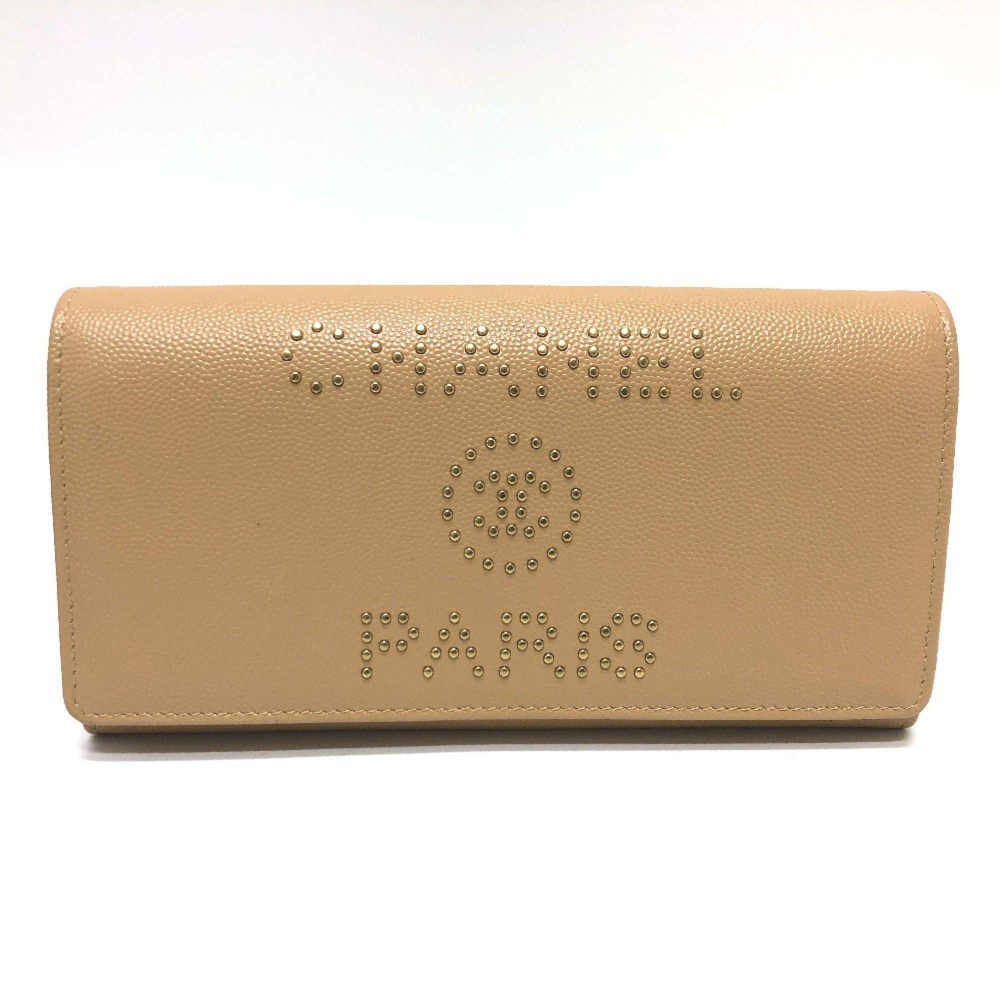Chanel Beige Leather Long Wallet (Bi-Fold) (Pre-Owned)