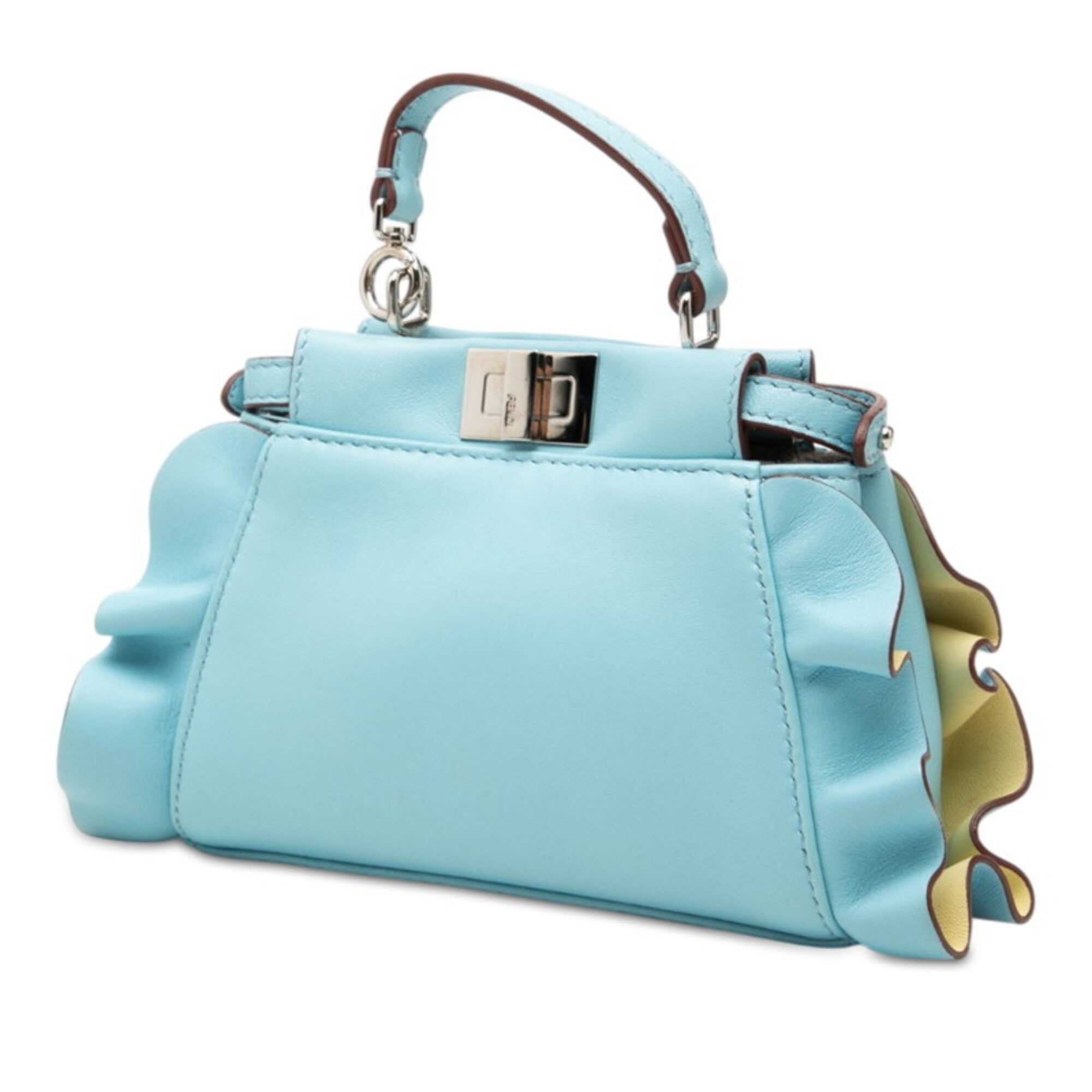 Fendi Blue Leather Handbag Shoulder Bag (Pre-Owned)