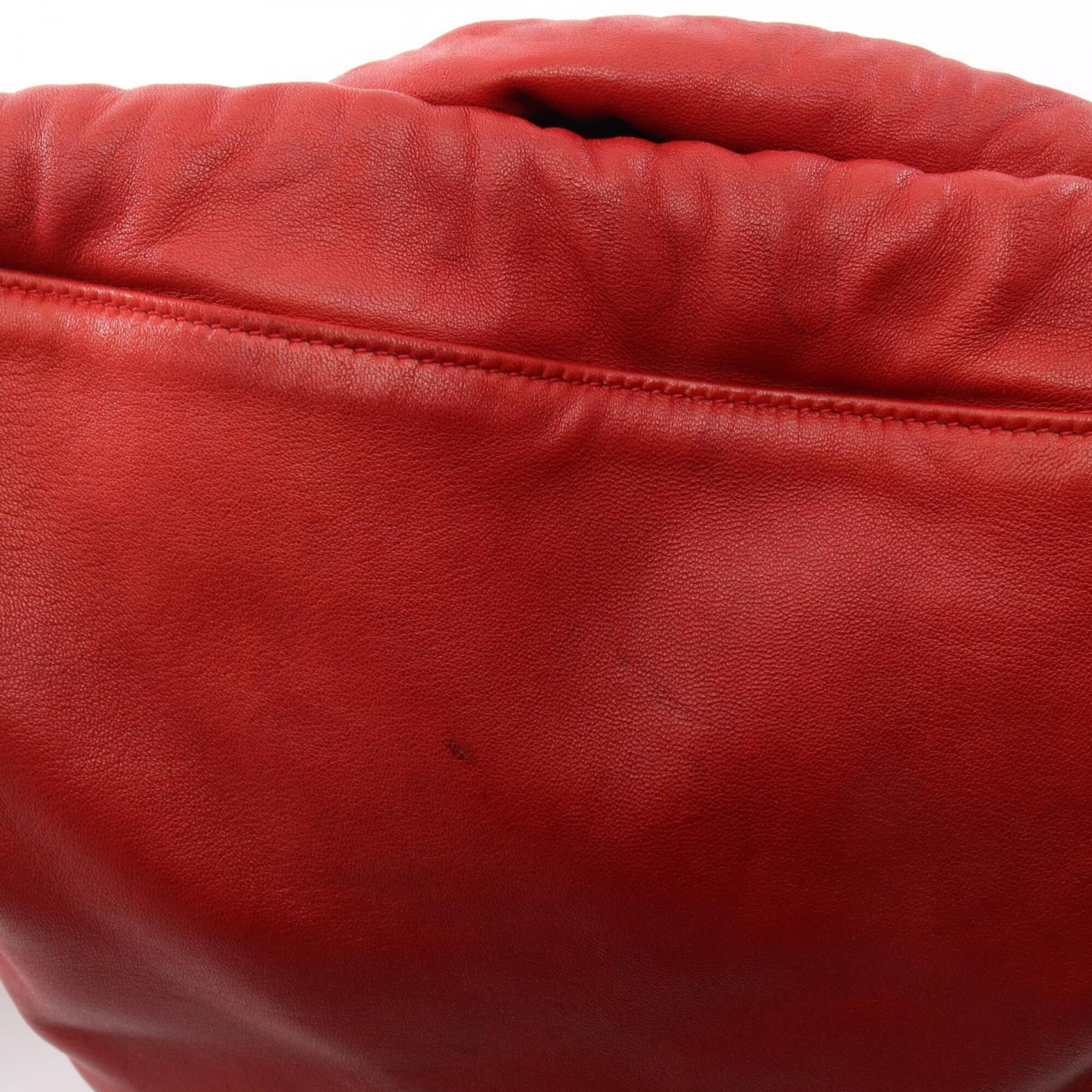 Saint Laurent Red Color Leather Handbag Pouch Shoulder Bag (Pre-Owned)
