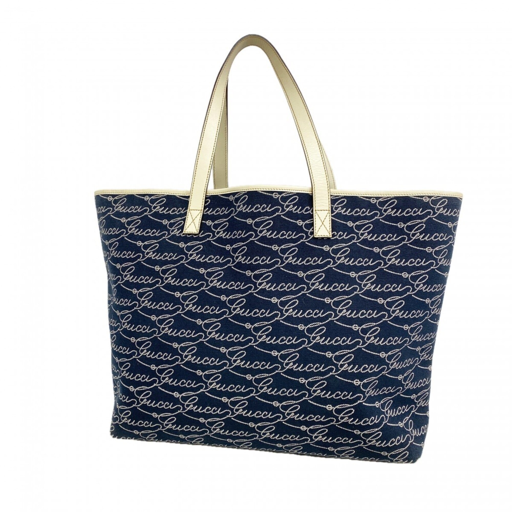 Gucci Navy Canvas Tote Bag (Pre-Owned)