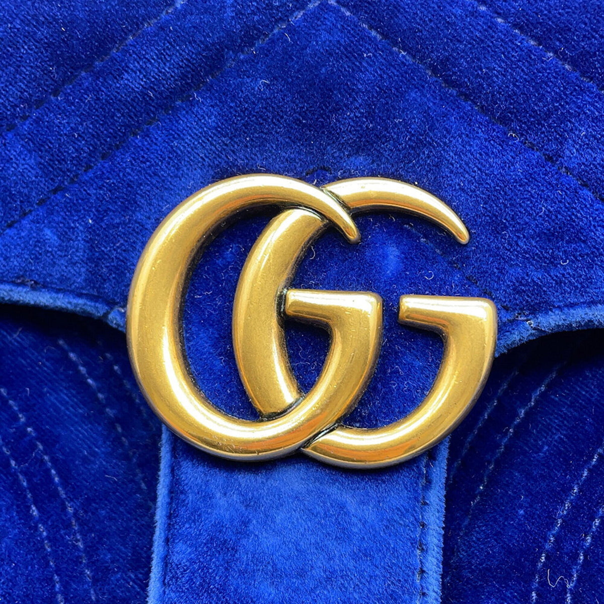 Gucci Gg Marmont Blue Leather Handbag Shoulder Bag (Pre-Owned)