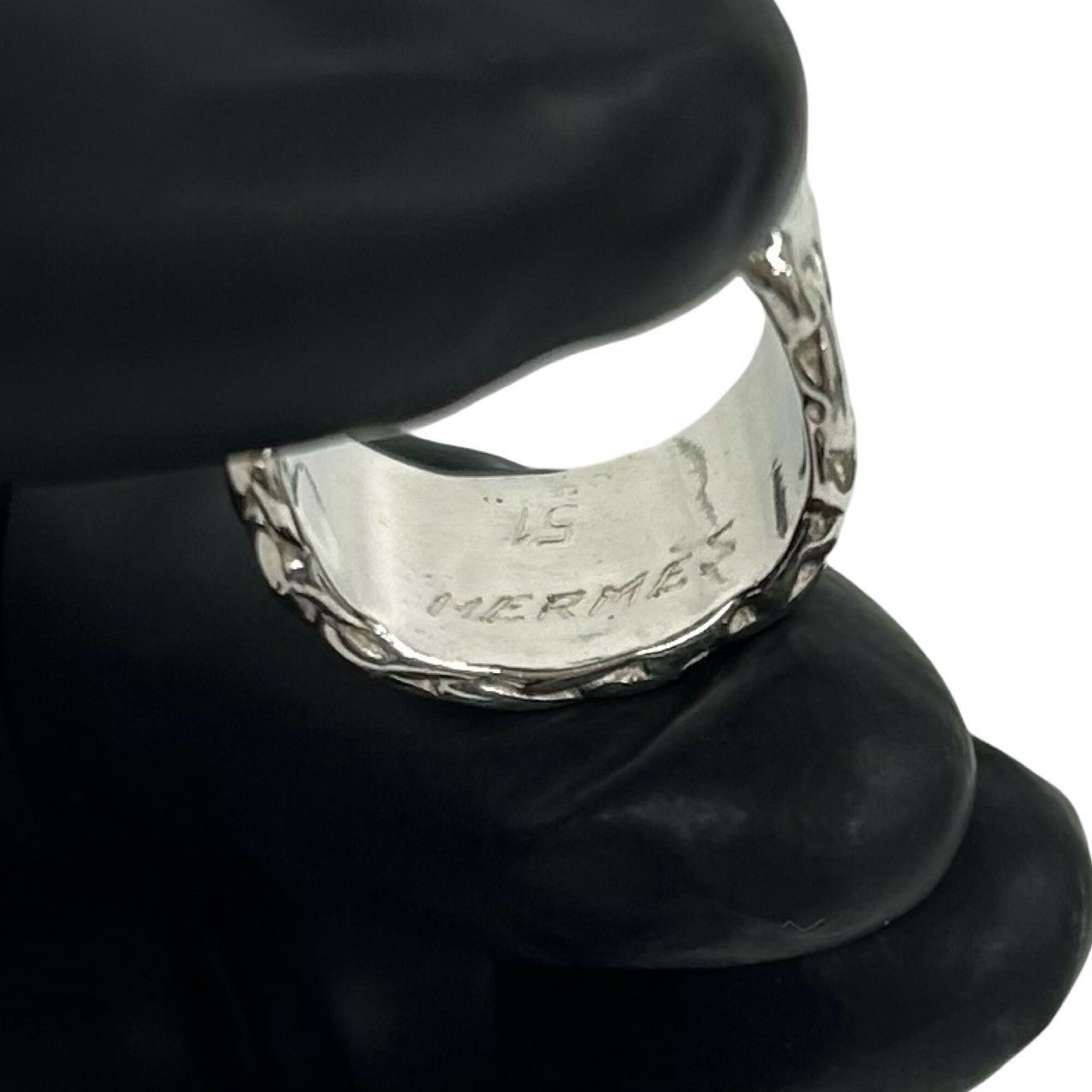Hermes Silver Silver 925 Band Ring (Pre-Owned)