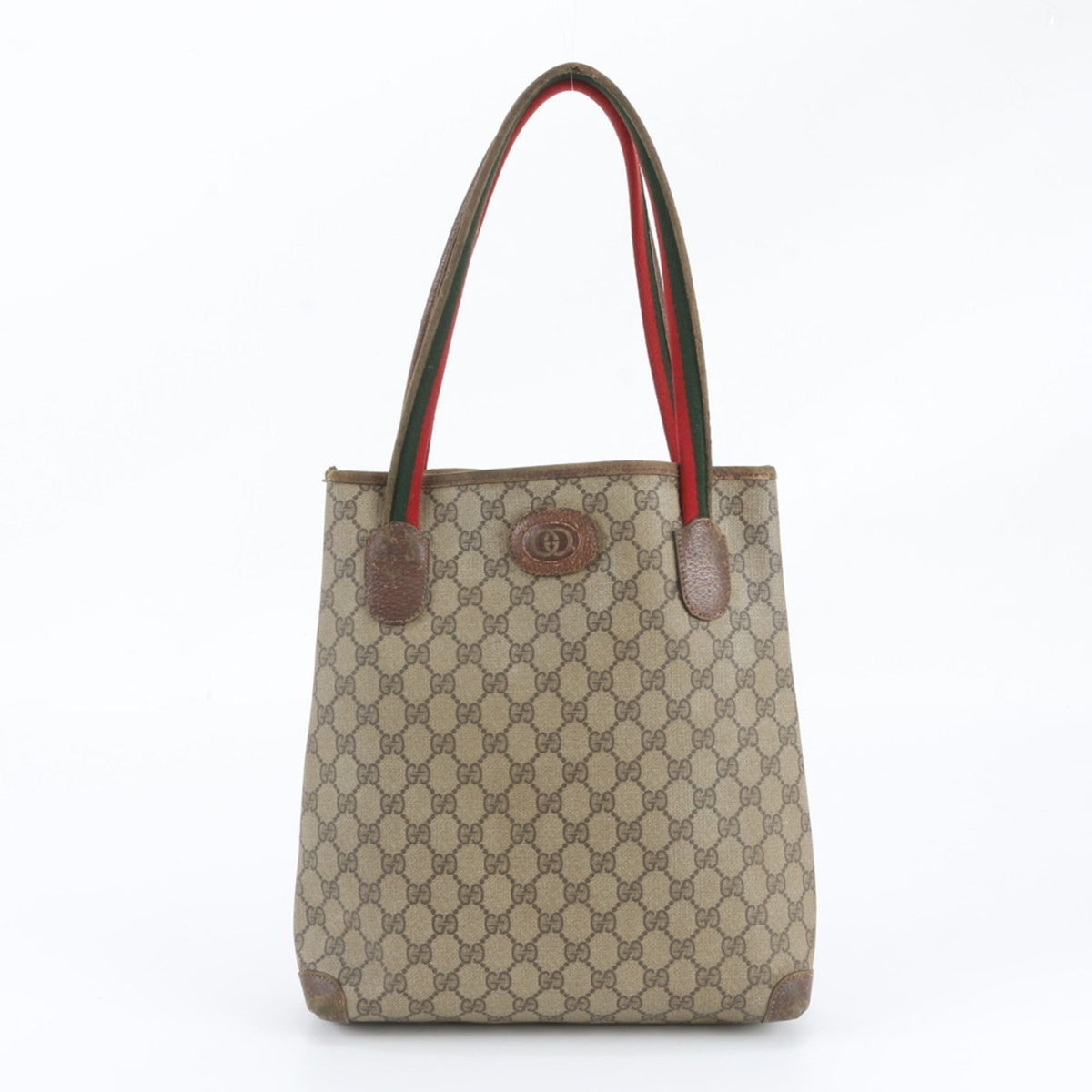 Gucci Brown Leather Coated Canvas Tote Bag (Pre-Owned)