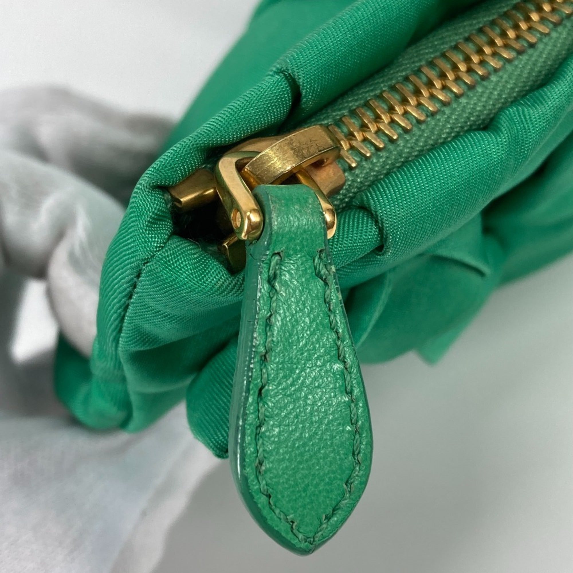 Prada Green Nylon Clutch Bag Pouch (Pre-Owned)