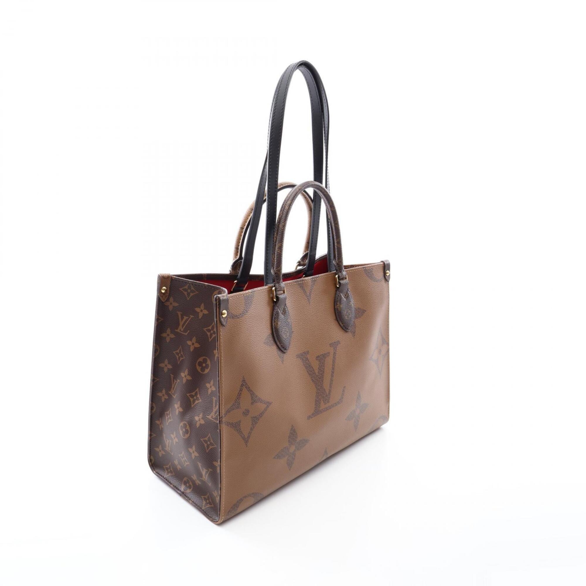 Louis Vuitton Beige Brown Coated Canvas Leather Handbag Tote Bag (Pre-Owned)