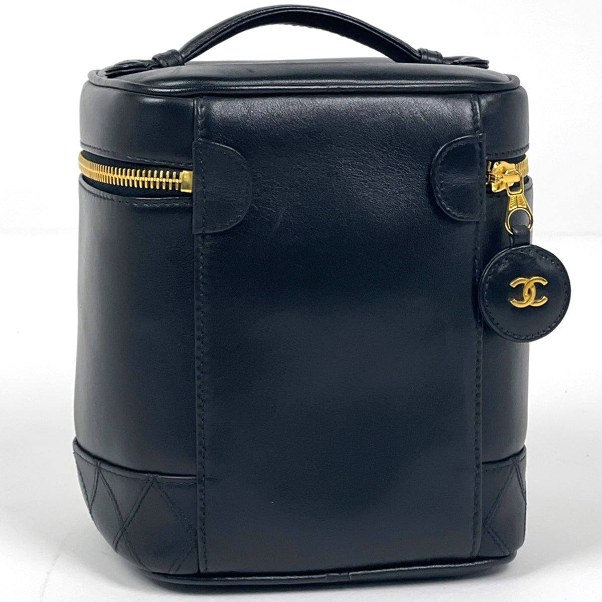 Chanel Bicolor Black Leather Vanity Bag (Pre-Owned)