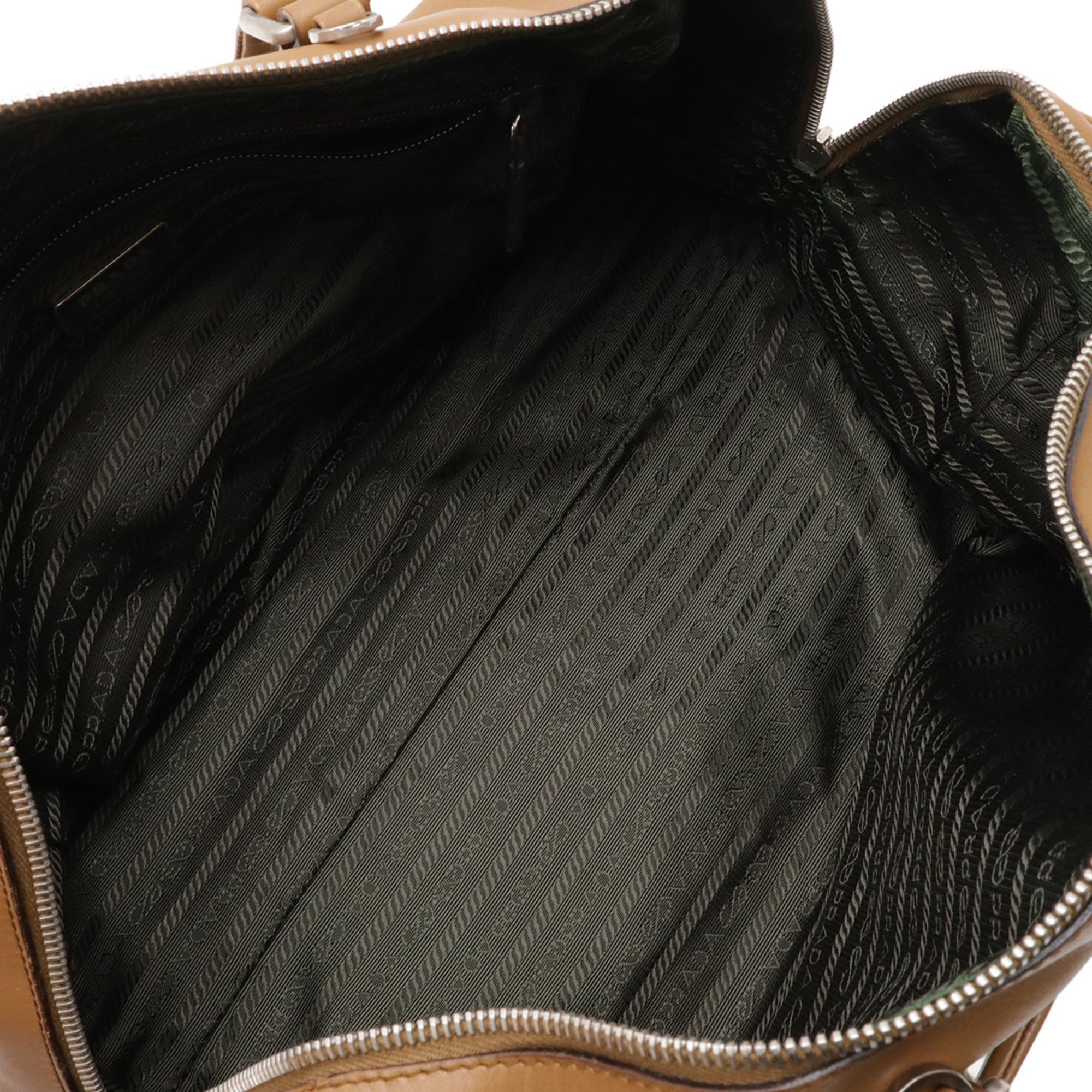 Prada Camel Leather Boston Bag Handbag Shoulder Bag (Pre-Owned)