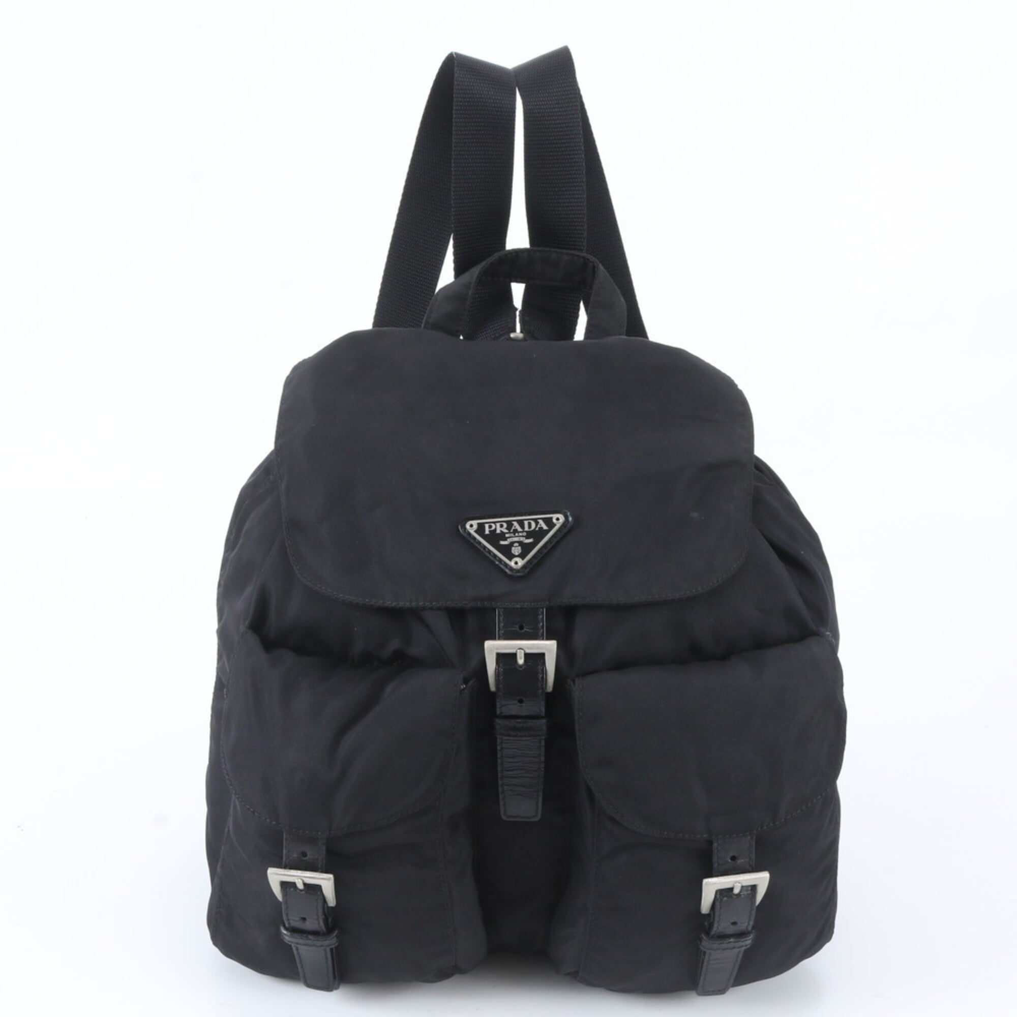 Prada Black Nylon Leather Backpack (Pre-Owned)