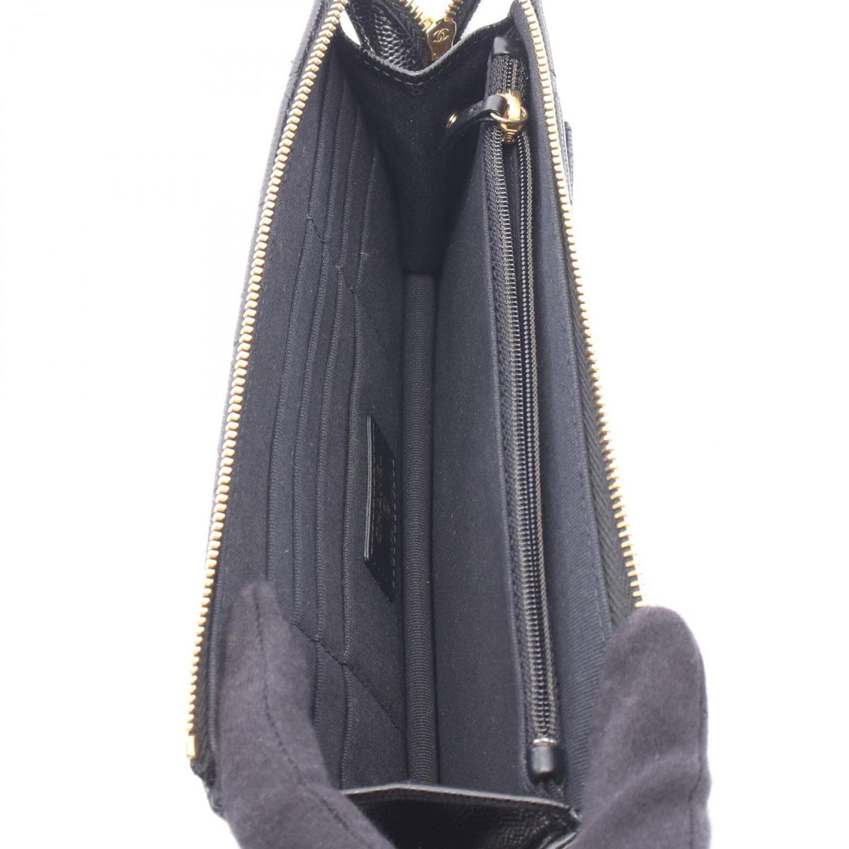 Chanel Black Grained Calfskin Clutch Bag Handbag (Pre-Owned)