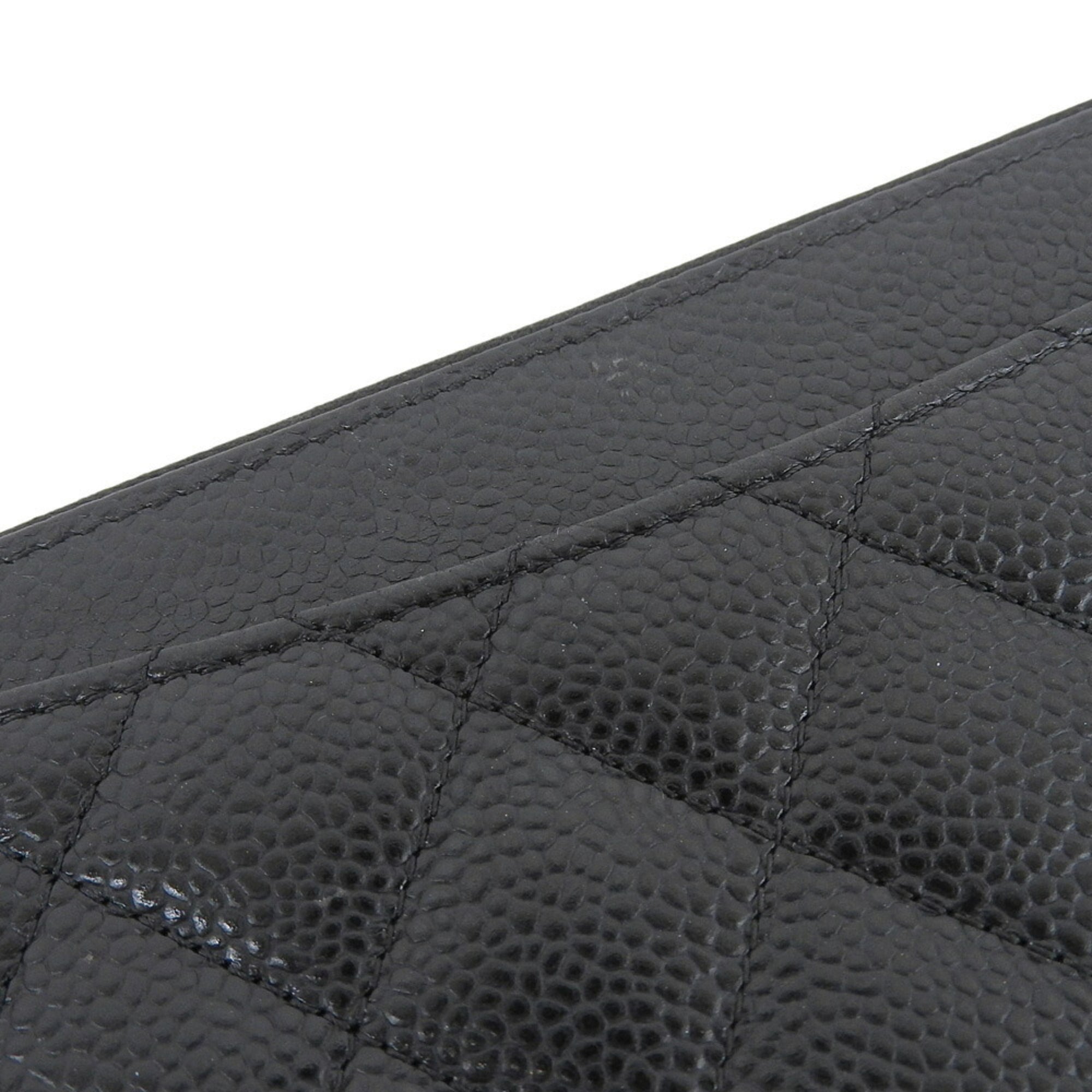 Chanel Black Grained Calfskin Long Wallet (Bi-Fold) (Pre-Owned)